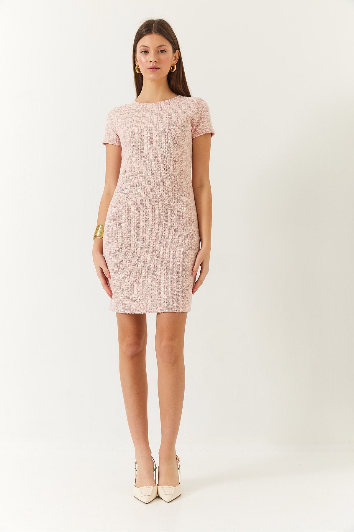 Female Bike Neck Short Sleeve Mini Tüvit Dress 60261372