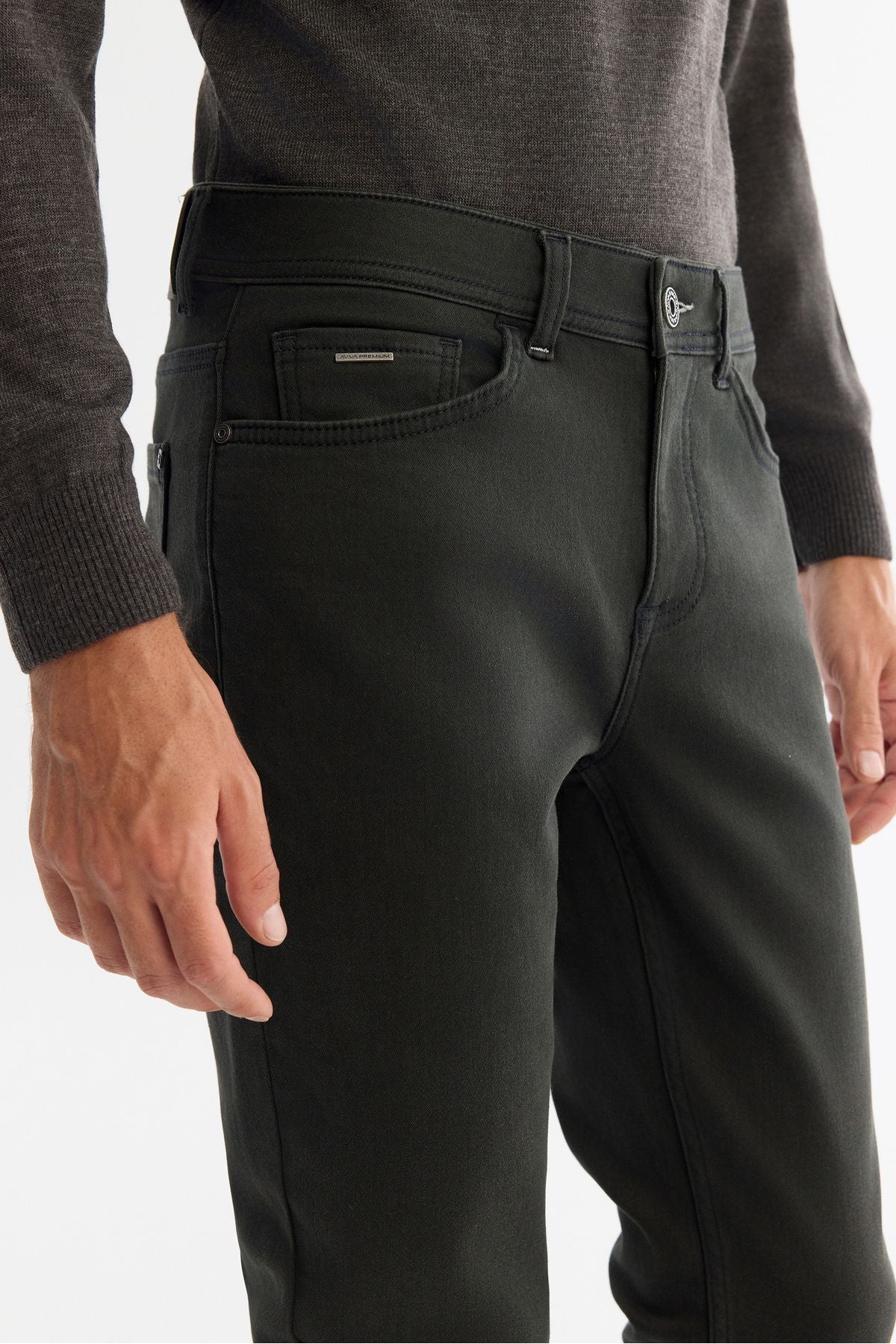 Male Khaki Obedness Washing Flexible Jean Pants A42y3533