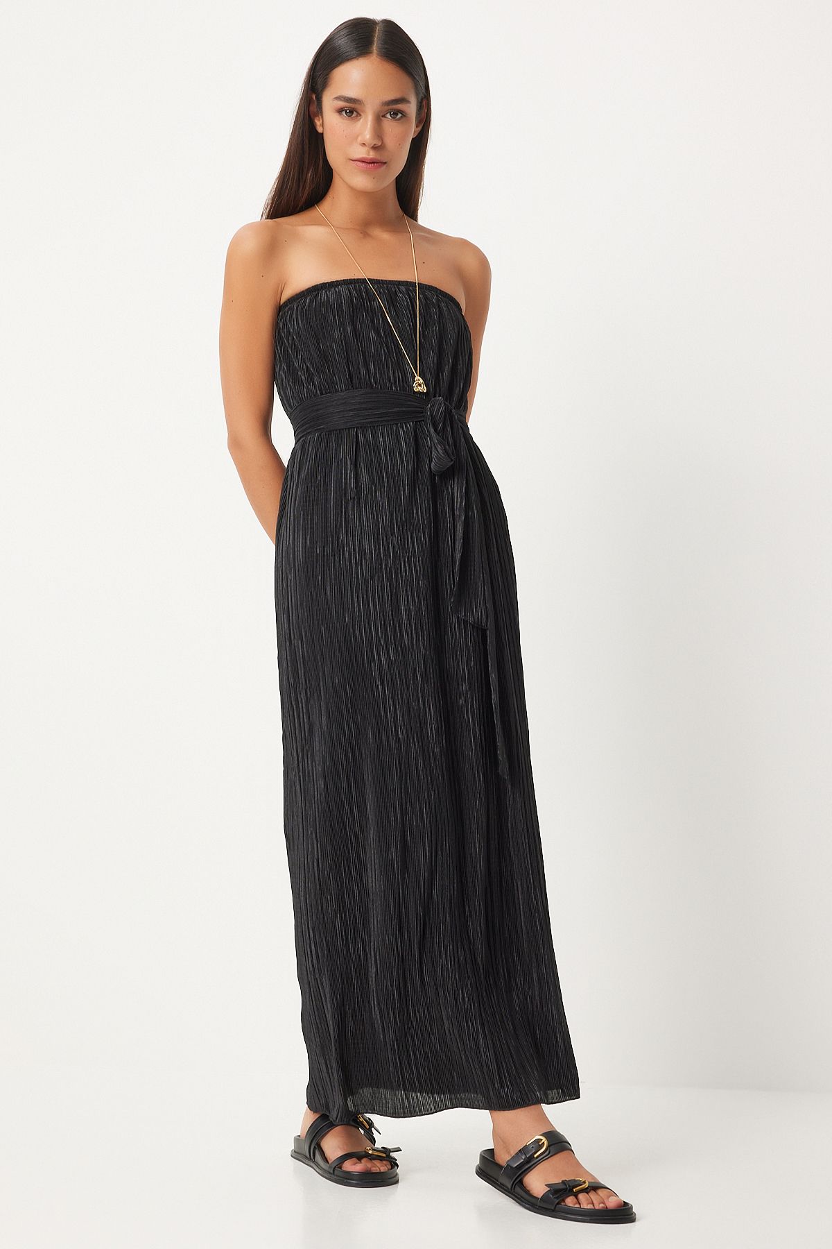 WOMEN'S BLACK STRAPLEZ BUDGED BELIEF FAT FLİSE FN03237