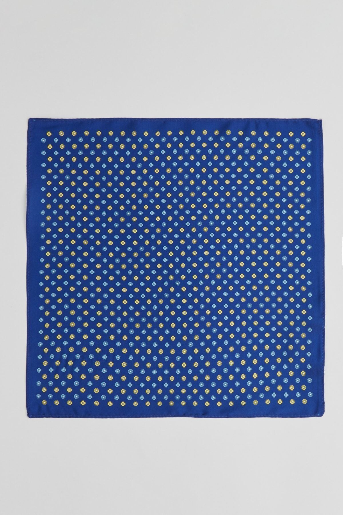 Men's navy blue-yellow patterned handkerchief