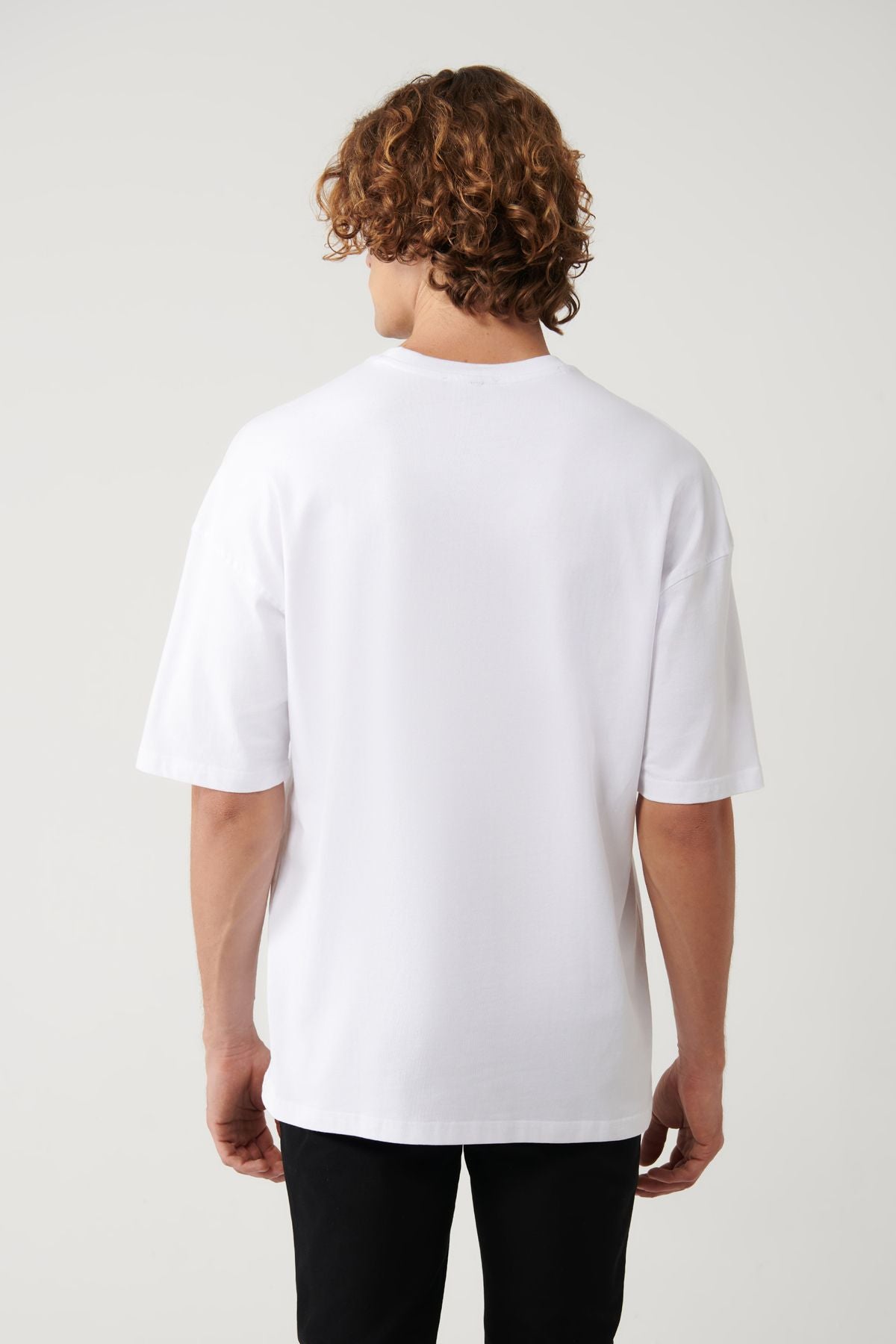 Men's White 100 %Cotton Bicycle Collar Printed T-Shirt A41y1325