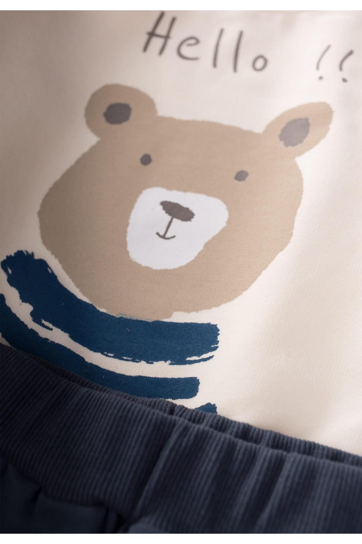 Bear Printed Sweatshirt Set 1-5 years ecru