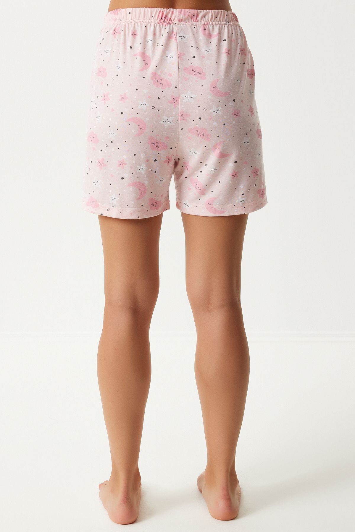 Woman Light Pink Patterned Viscose Shirt Shirt Pajama Set EC00044