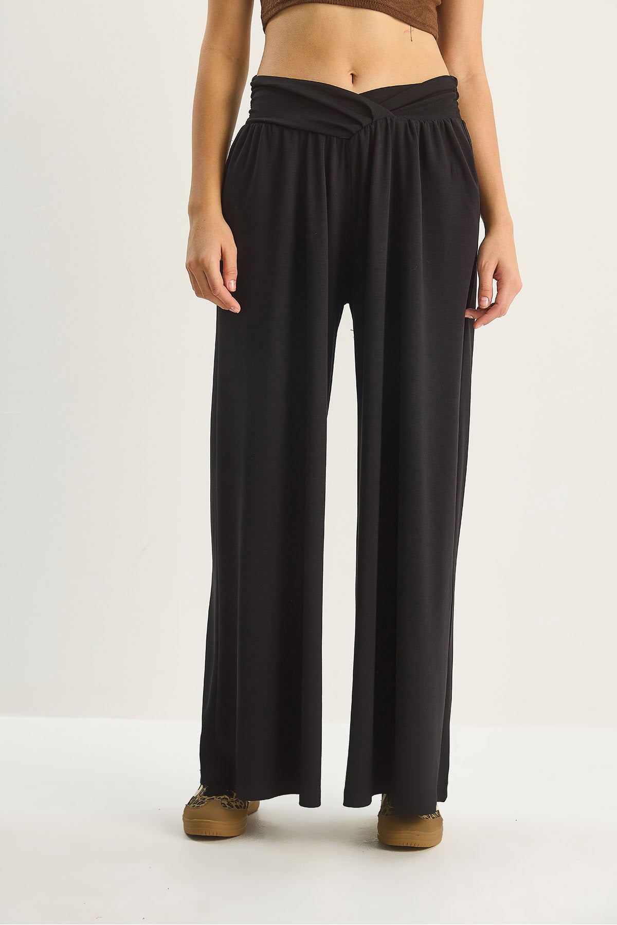 Women's Asymmetrical Waist Detailed Pocket Comfortable Modal Trousers 2137 60283657