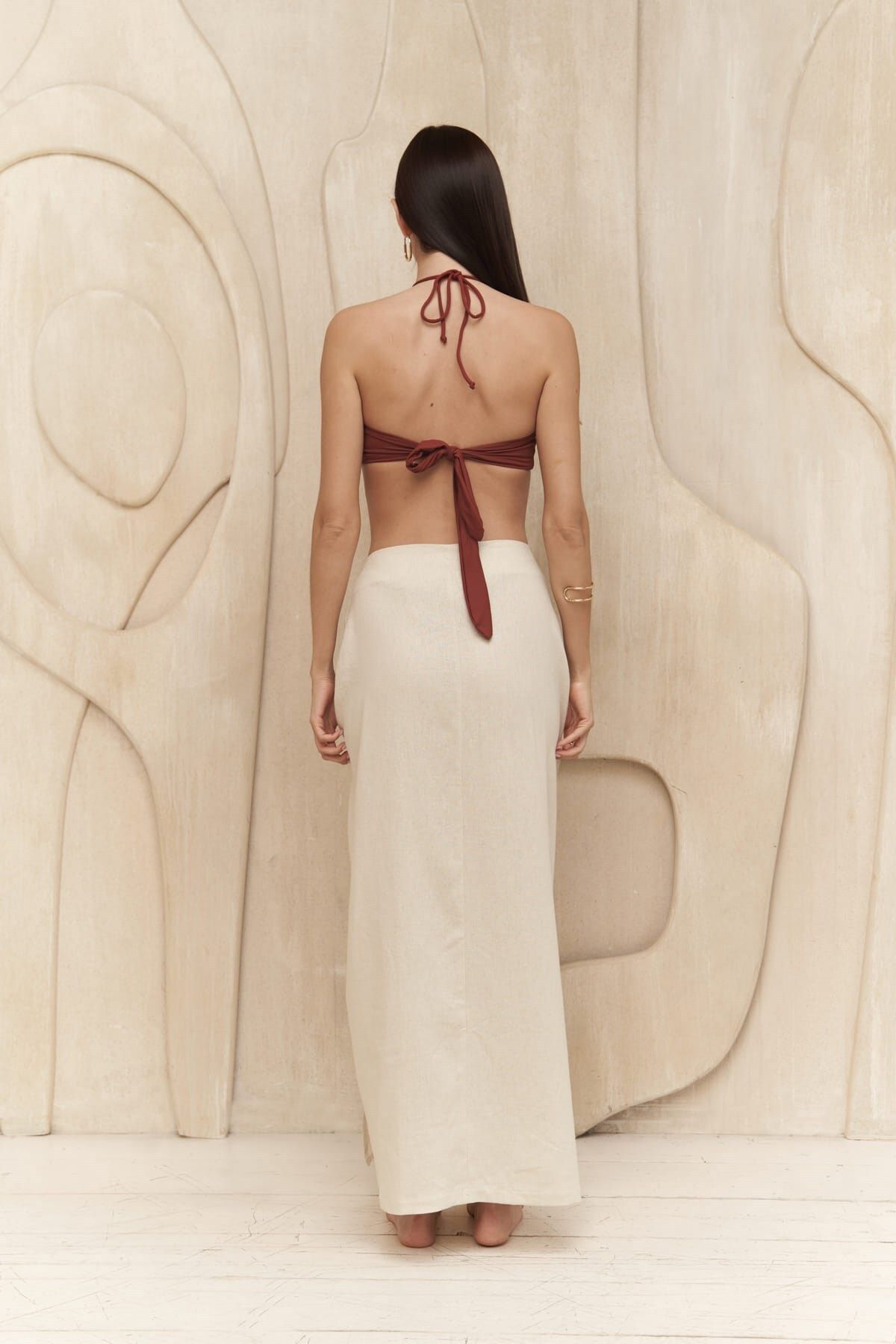 Charlotte ecru tied linen skirt