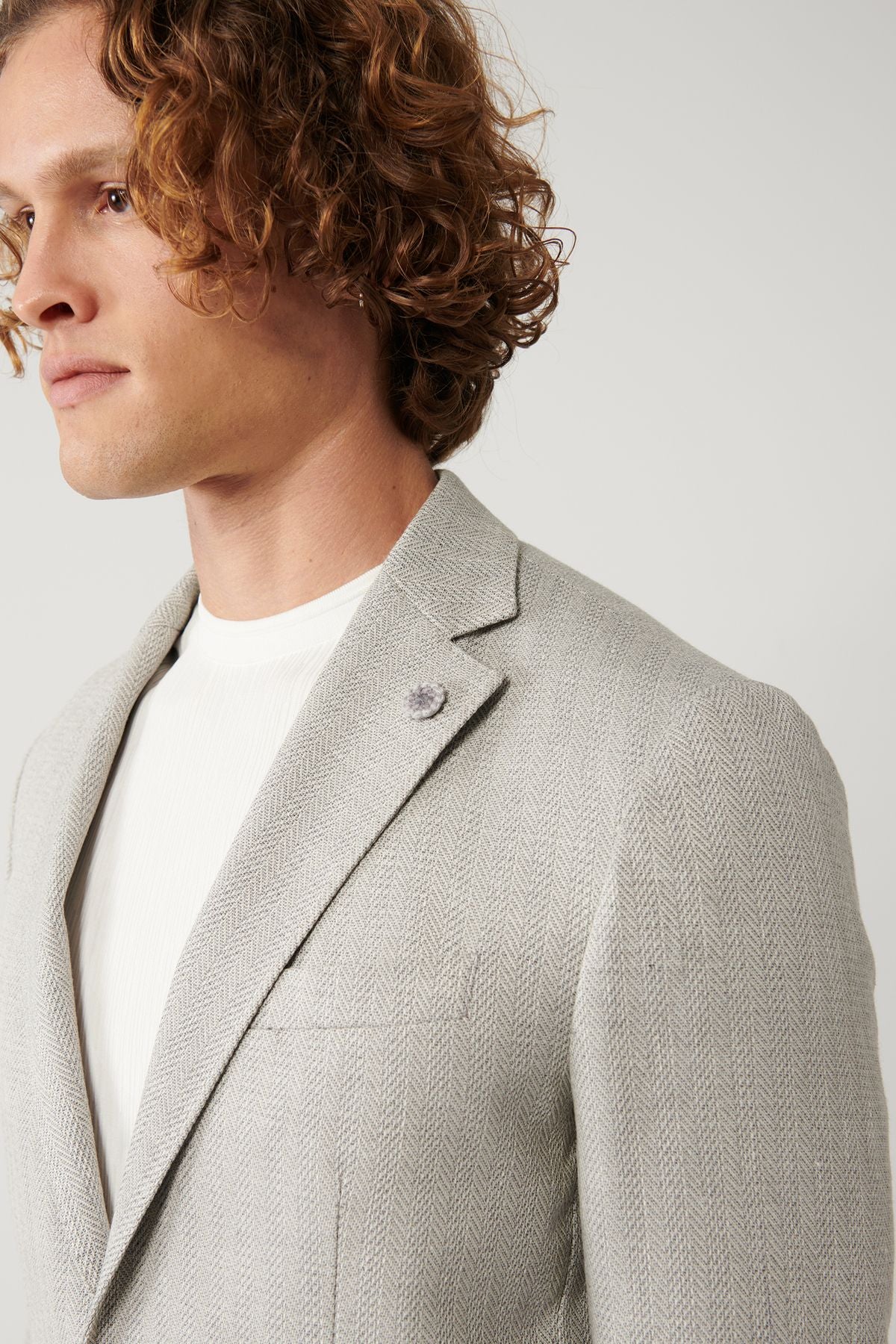 Men's gray lining without linen mixed lightweight jacket A41y4029