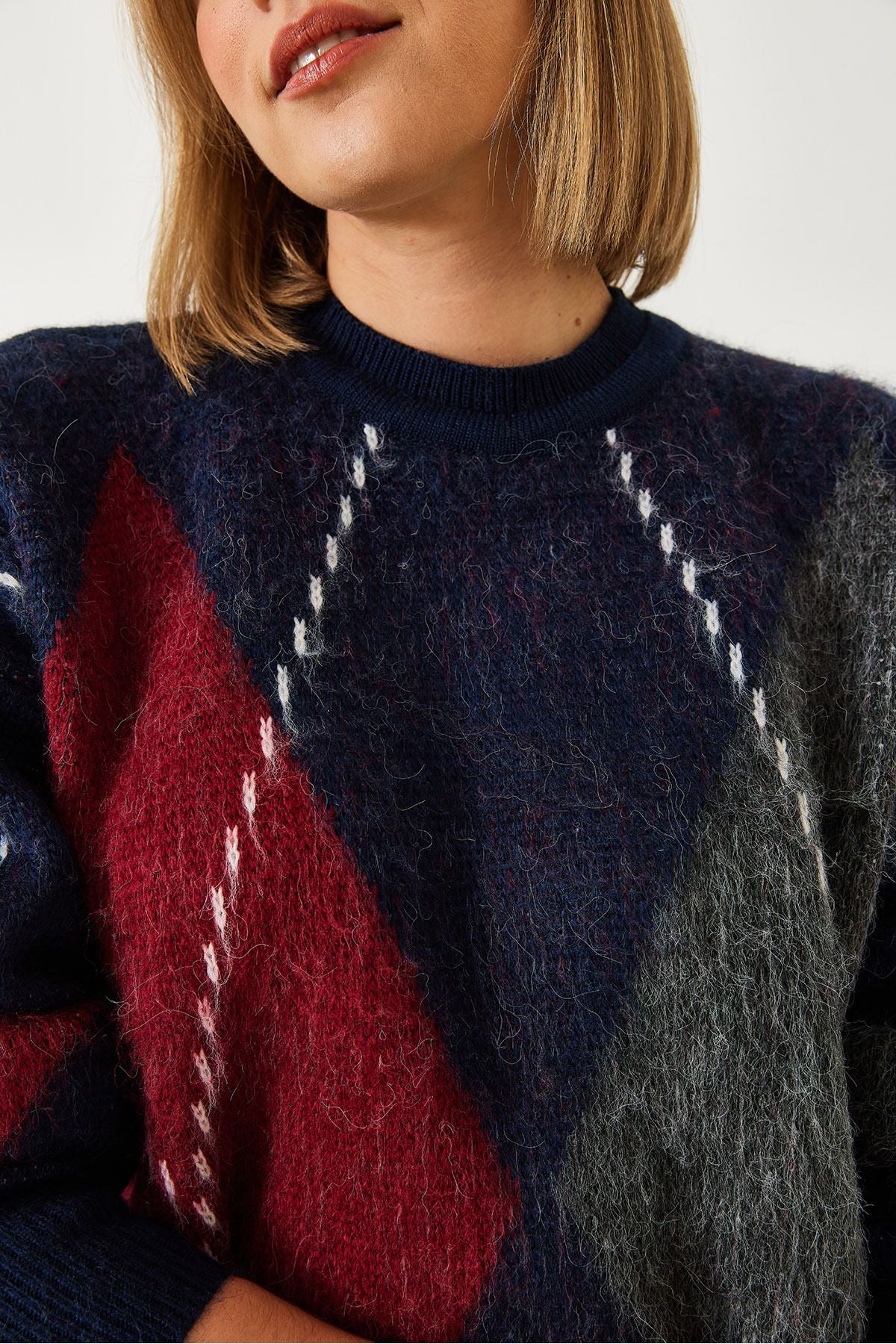 Woman Baklava Patterned Oversize Knitwear Kazakh 60351284