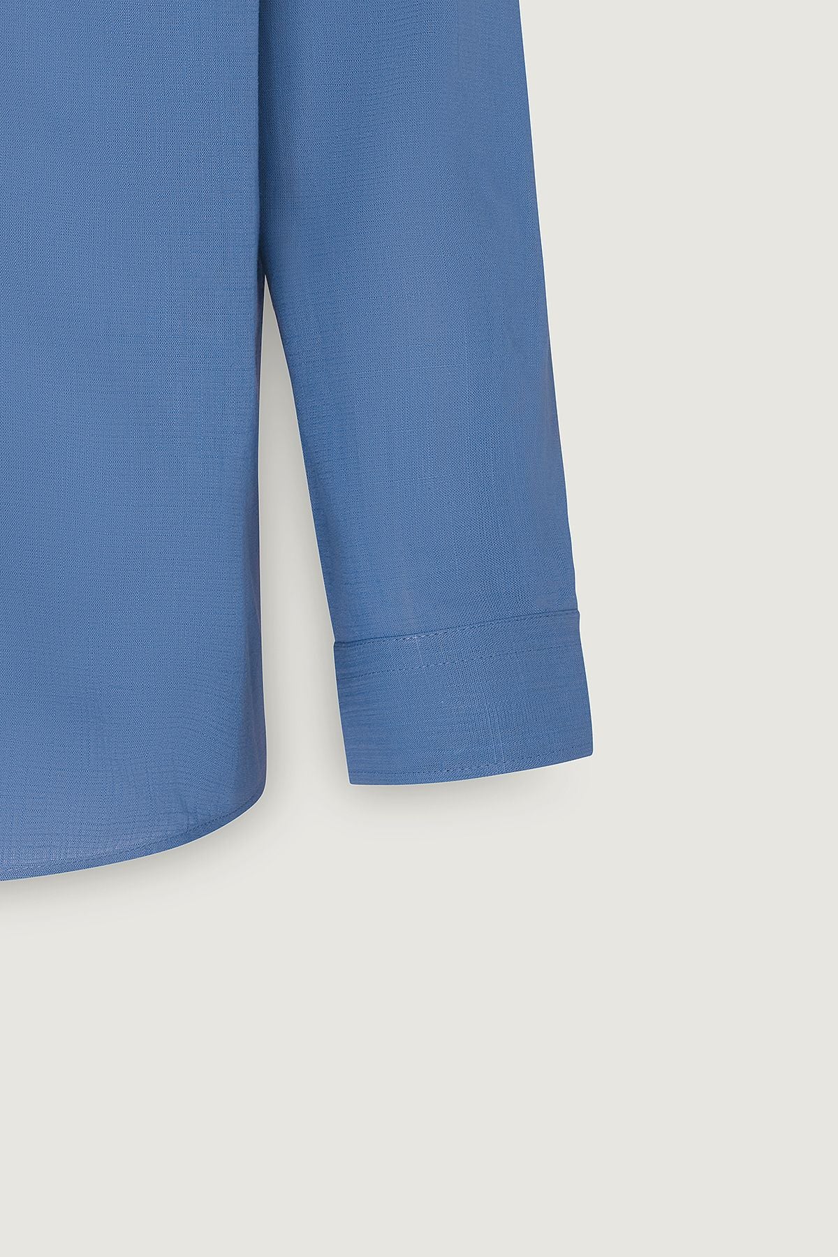 Men's Indigo 100 %Cotton Breathing Fabric Flamle Oxford Slim Fit Fit Narrow Cutting Buttoned Neck Shirt