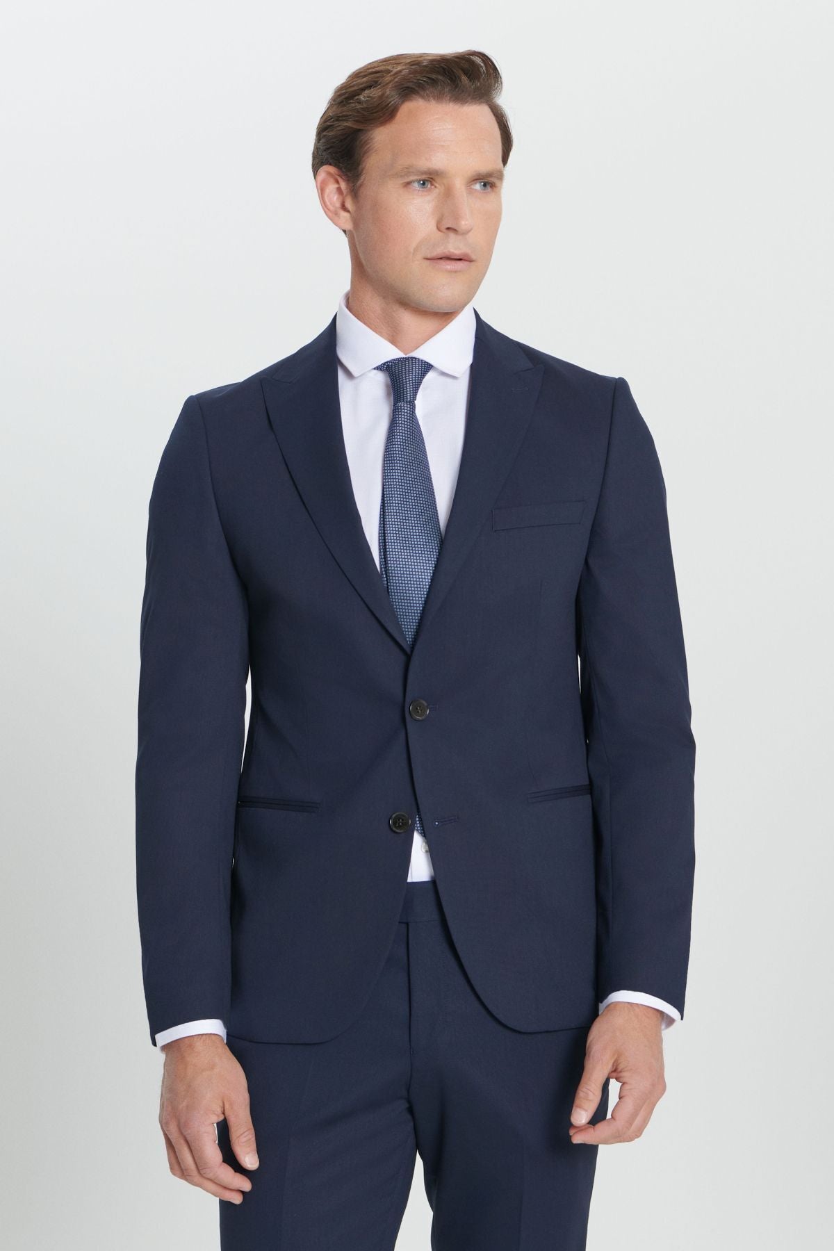 Men's navy blue extra slim fit narrow -cut swallow collar suits