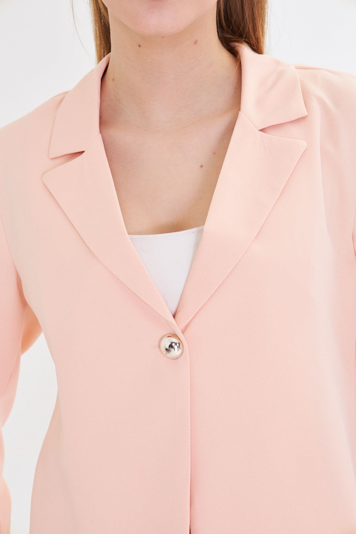 Woman Powder Single button Crop jacket ARM-22Y001237