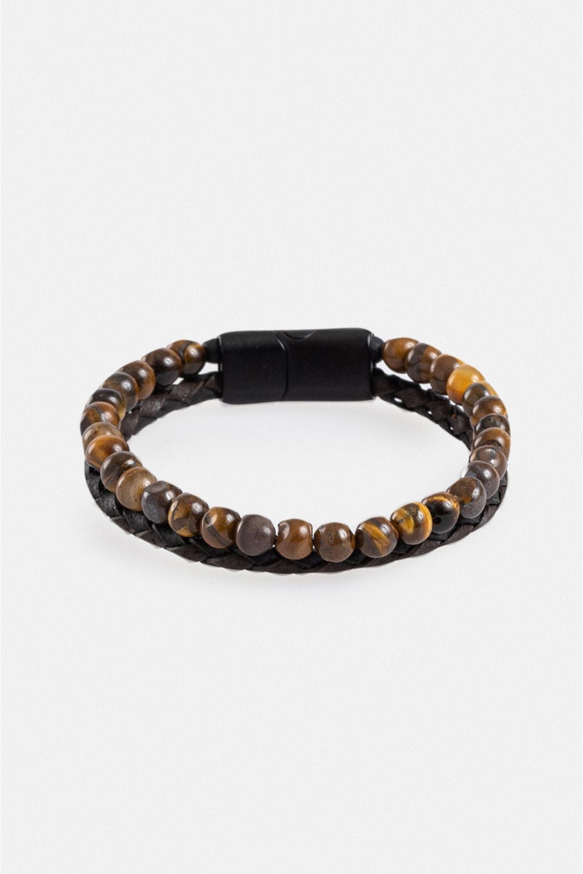 Men's Brown Stone and Leather Bracelet A31y9623