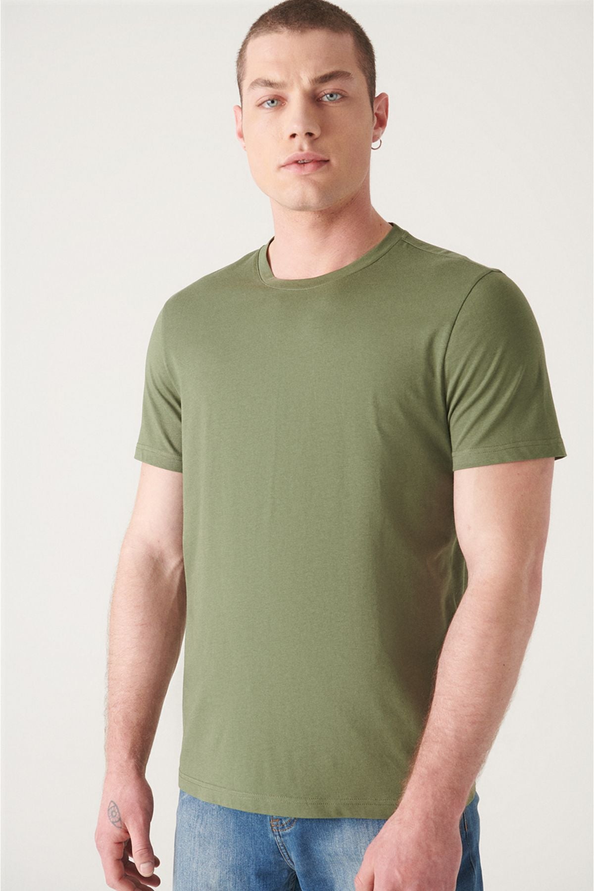 Male Khaki 100 %Cotton Breathing Bicycle Yaka T-Shirt E001000