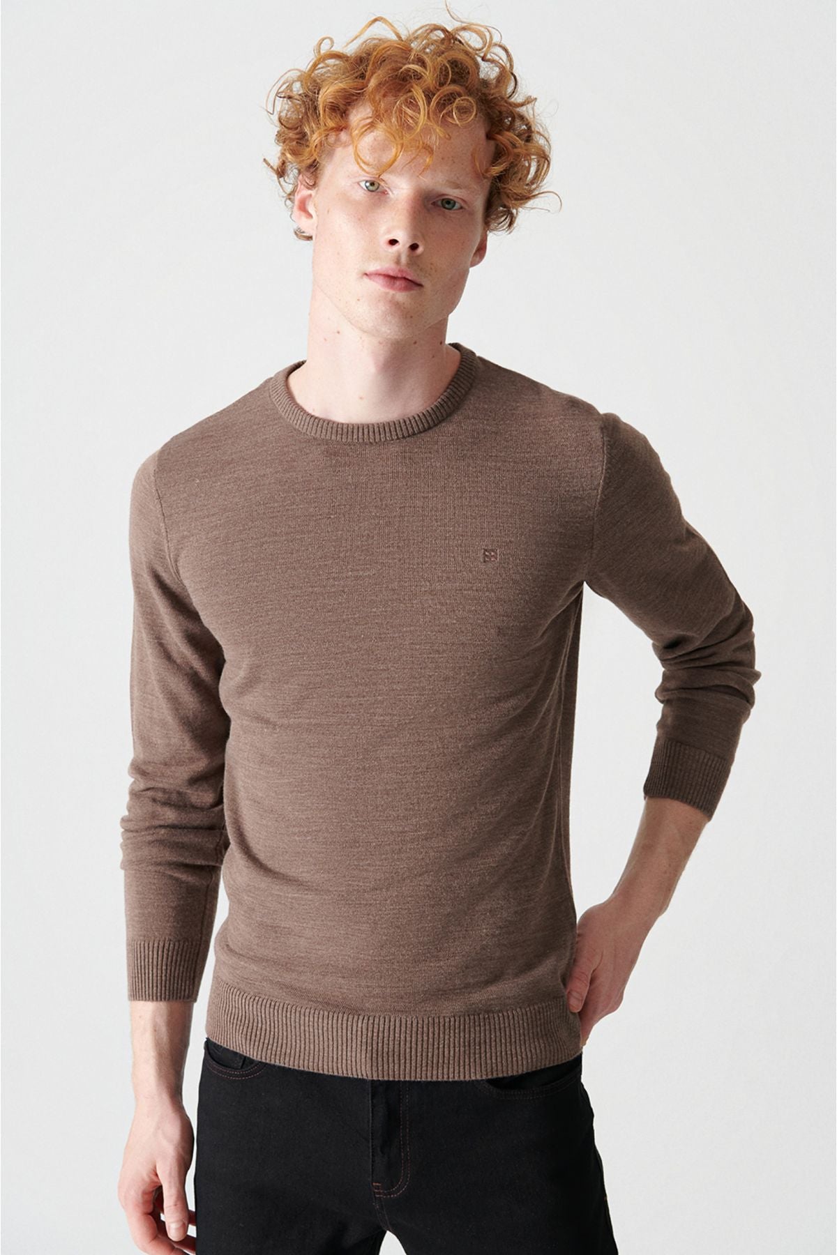 Men's mink bike collar feathered knitwear sweater E005000