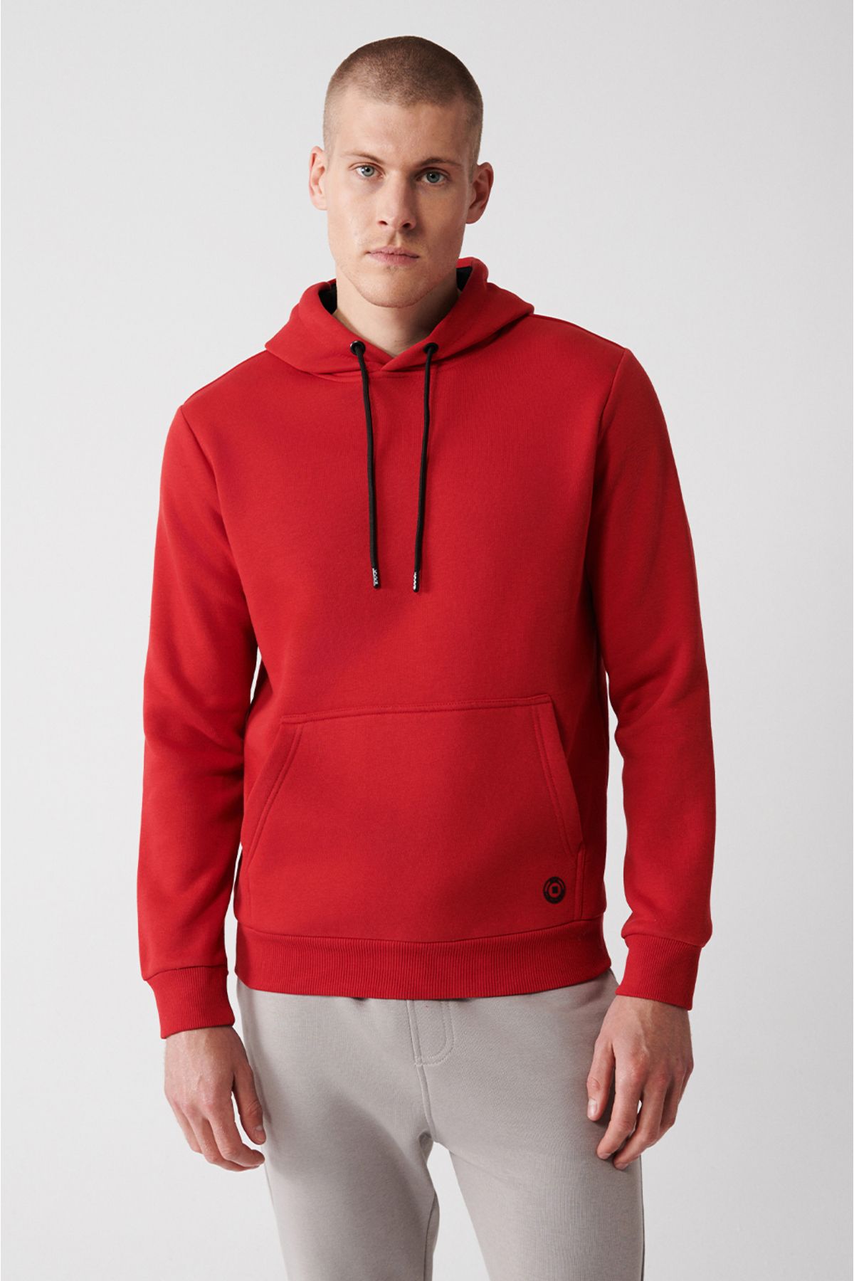 Men's red hooded 3 -IP Cotton Sweatshirt E001018