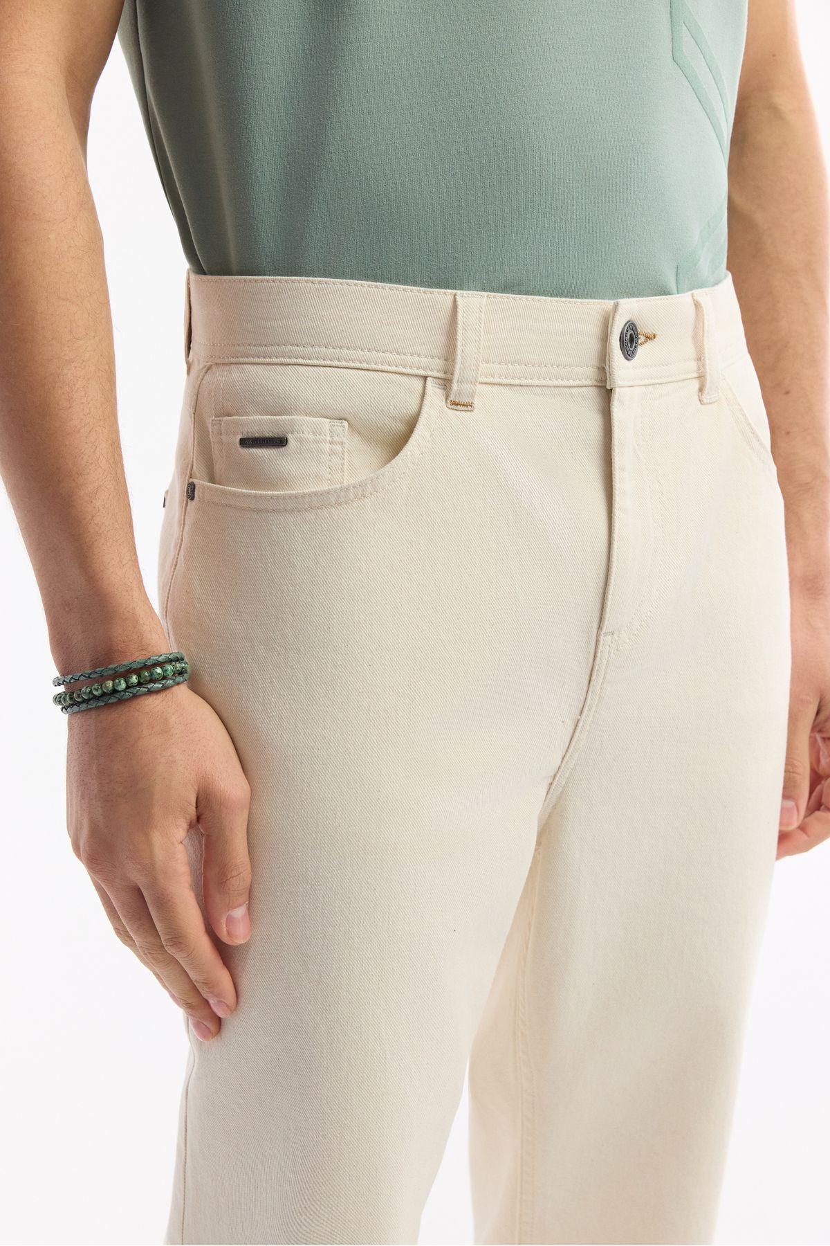 Men's Beige Straight Washing Straight Fit Pants A51y3548