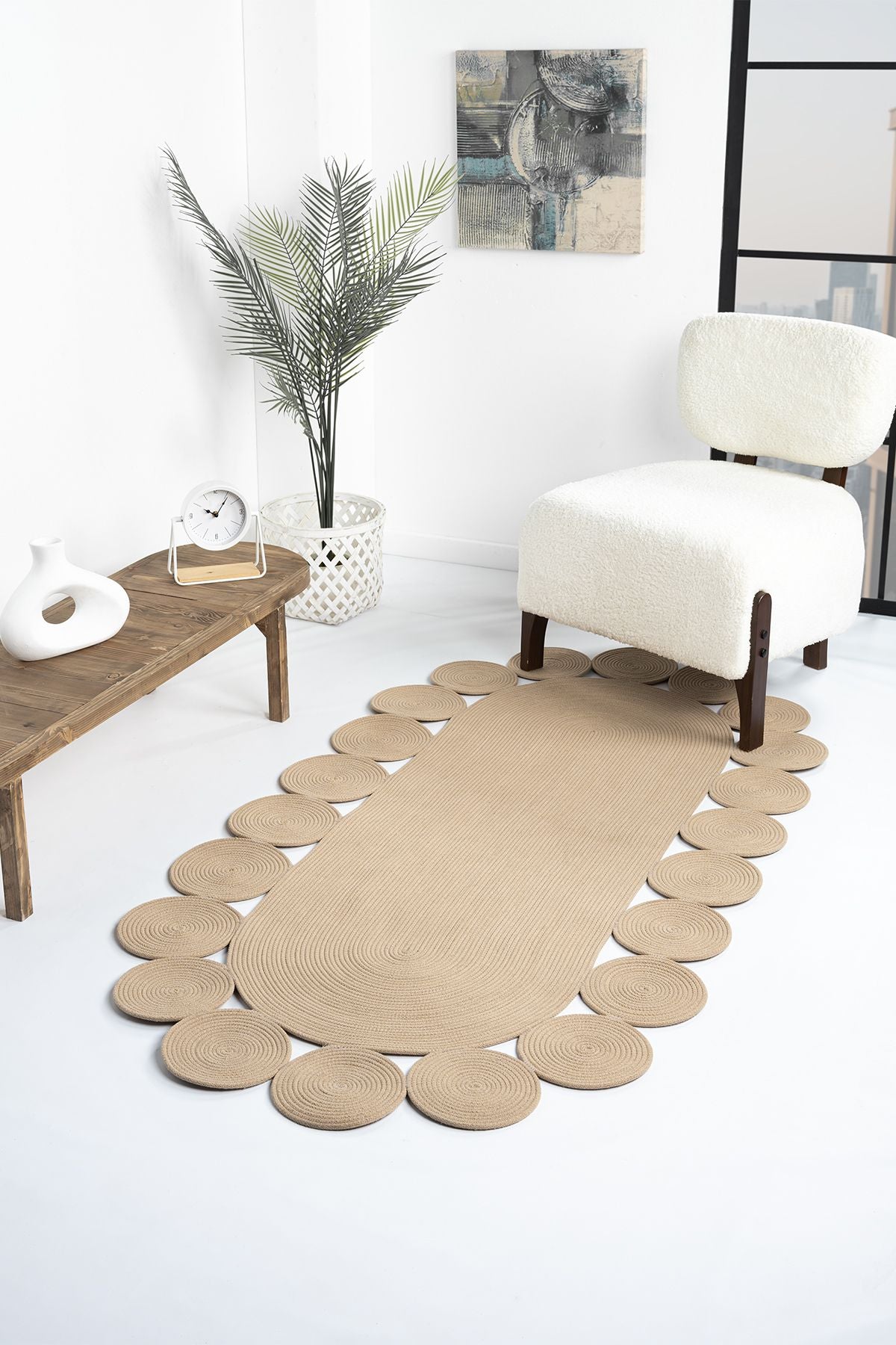 Naturel Round Wicker Hand Woven Carpet Carpet Rug Rug apartment 1