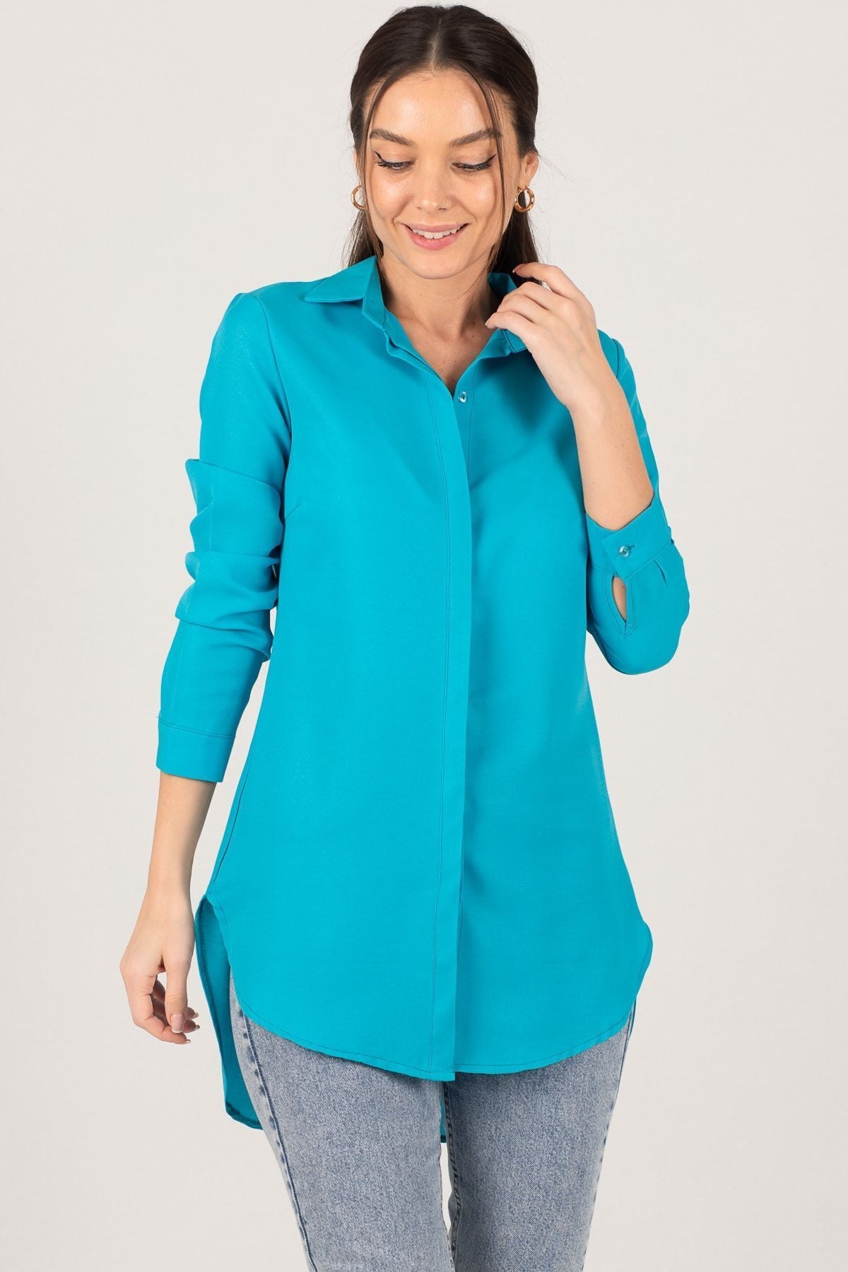 Female turquoise tunic shirt ARM-19Y001003