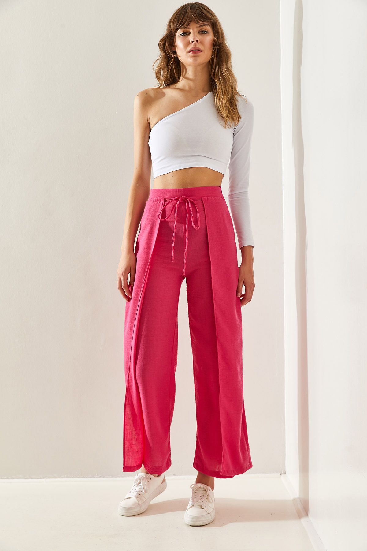 Female Müslin linen linked design pants 60251283