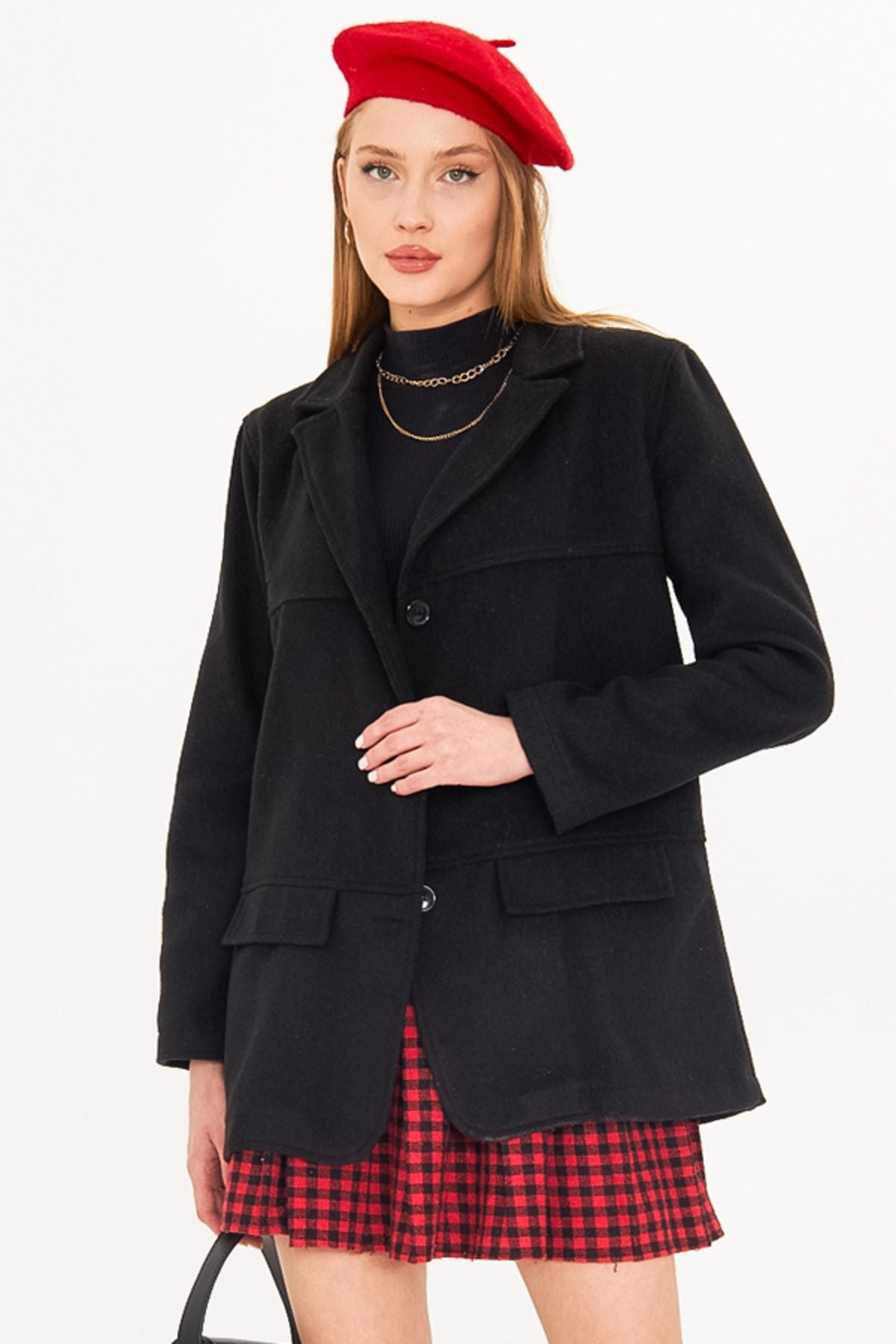 Female Black Men's Collar Cep Caple Oversize Stamp Jacket ARM-25K001107