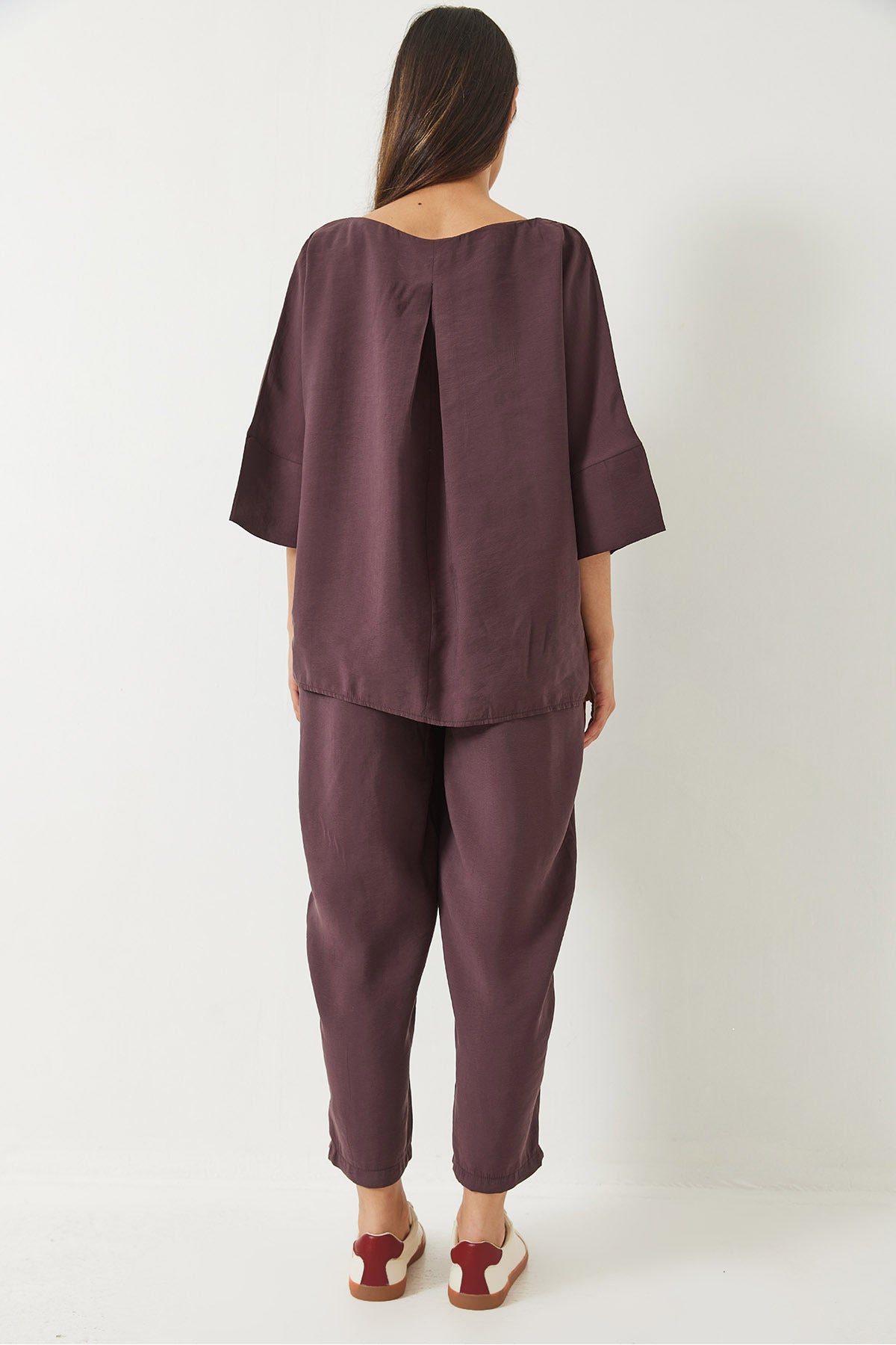 Women's Boat Neck Half Sleeve Blouse Elastic Waist Shalwar Trousers Bottom-Top Set 60283118