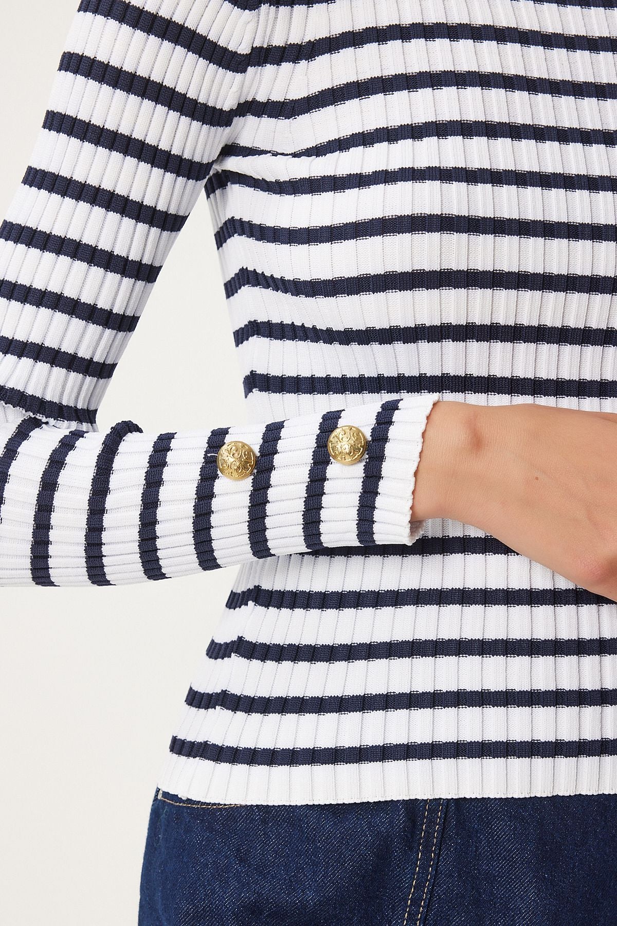 WOMEN ECRU NACTERY FISHER FISHER NEXT -striped seasonal knitwear sweater FN03358