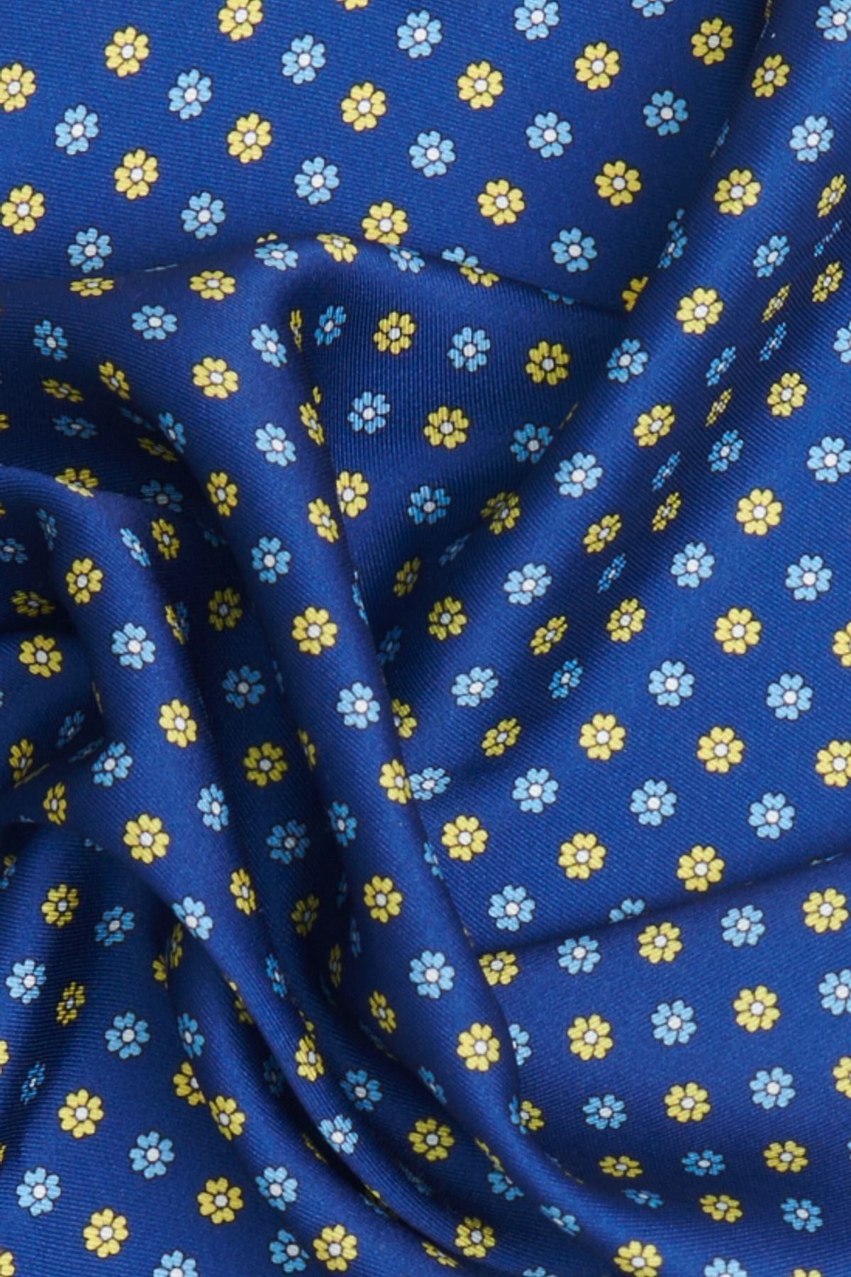 Men's navy blue-yellow patterned handkerchief