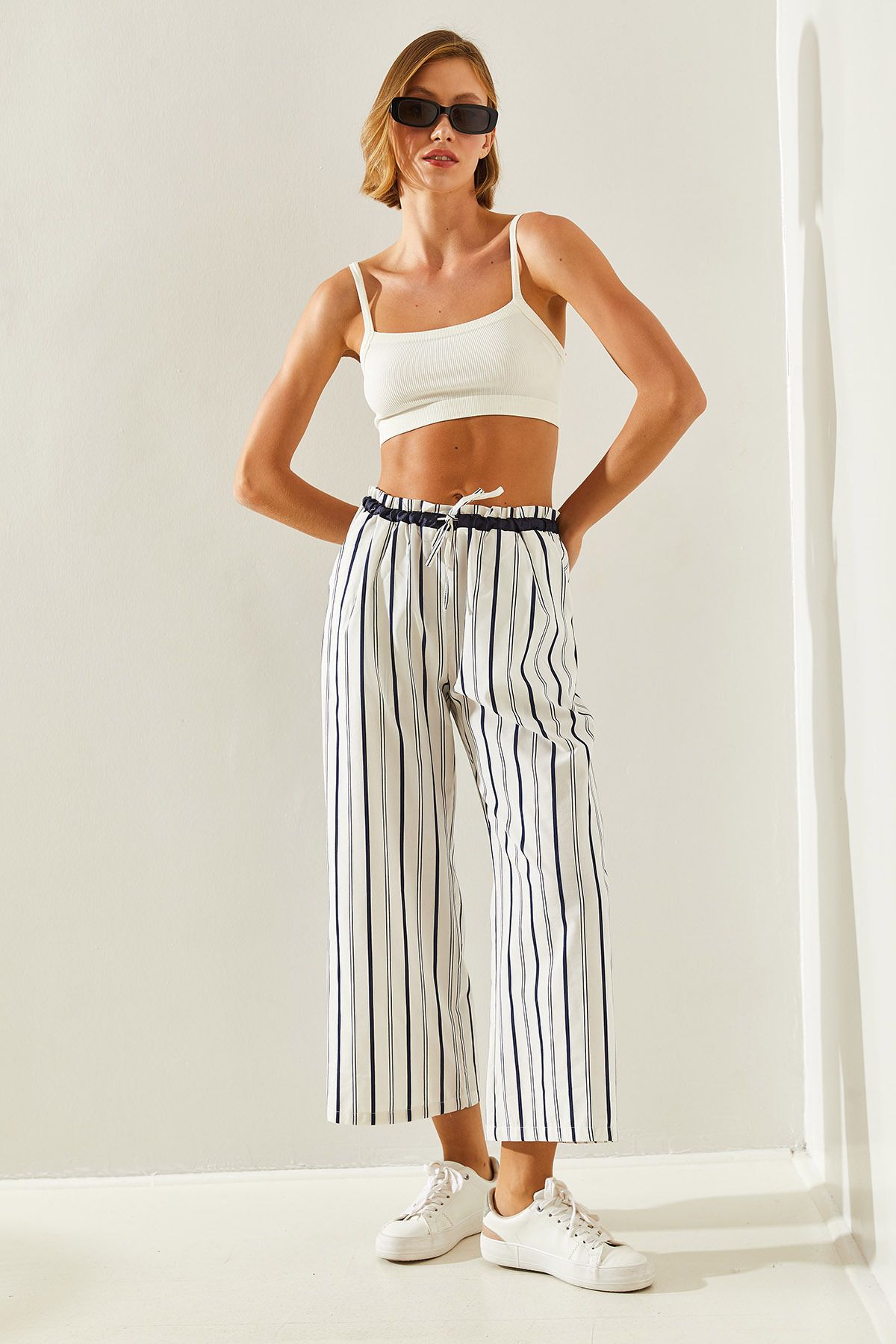 Striped tire -linked palazzo pants 60251355