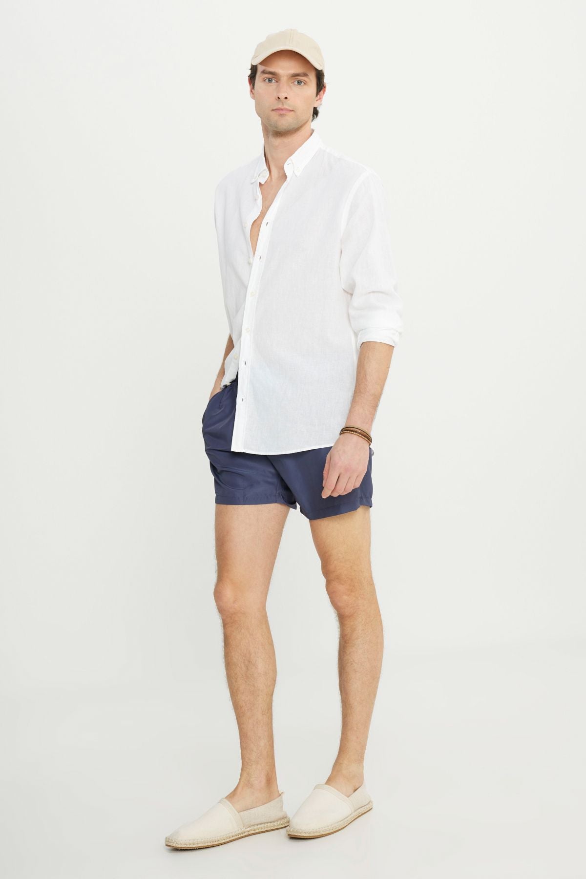 Men's Navy Blue Standard Fit Normal Cutting Fast Edge Side Patterned Sea Short Ma from Swimce