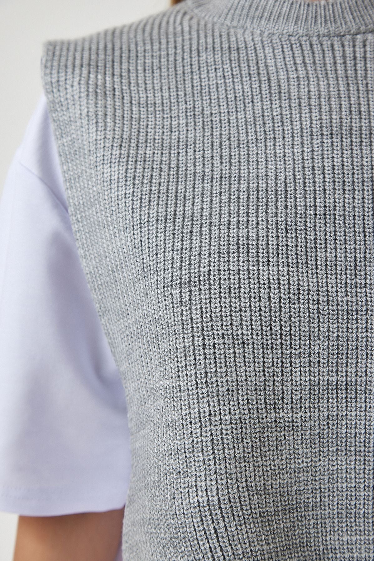 Women's Gray Süvetarli Knitting T-Shirt DP00201