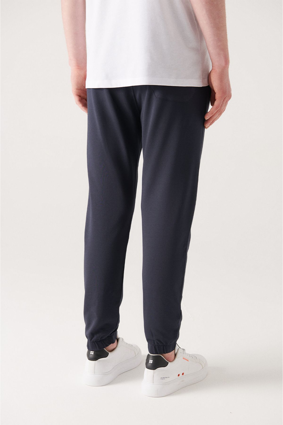 Men's Navy Blue Waist Lacıklı Side Pocket Tape 2 IP Cotton Tracksuit Six E003403