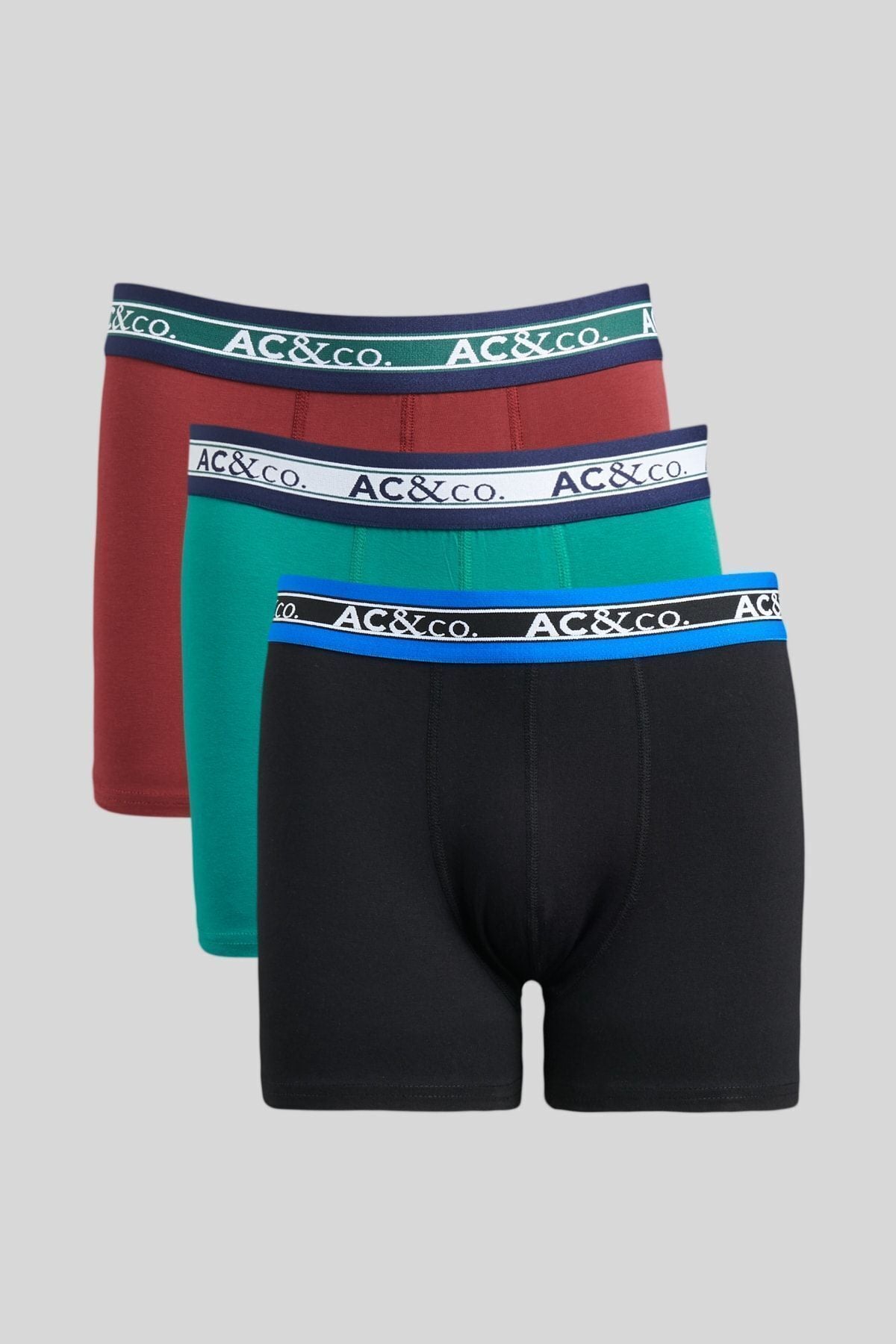 Men's Glass-Bordo-YESIL 3-Cotton Flexible Boxer Package