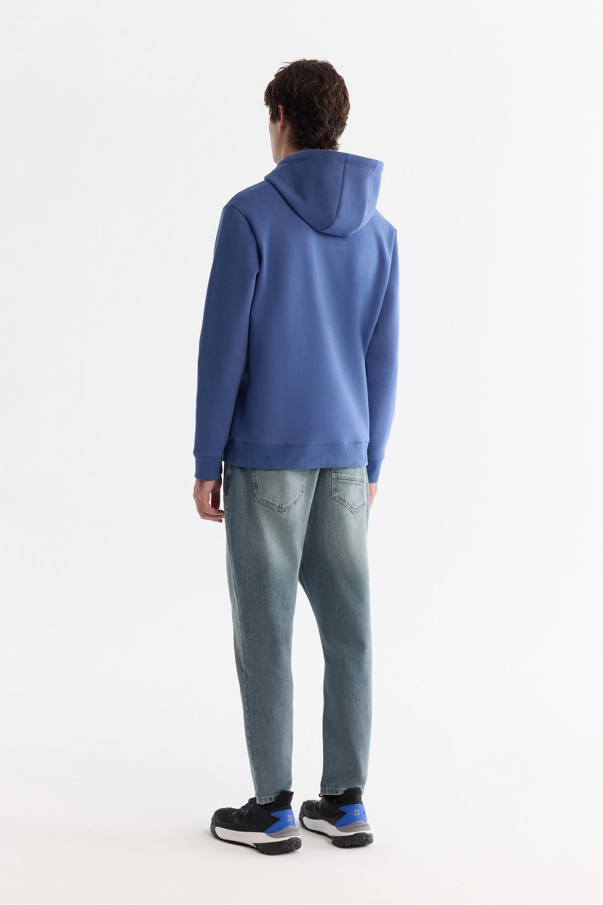 Men's blue hooded cotton printed elastan sweatshirt a42y1322