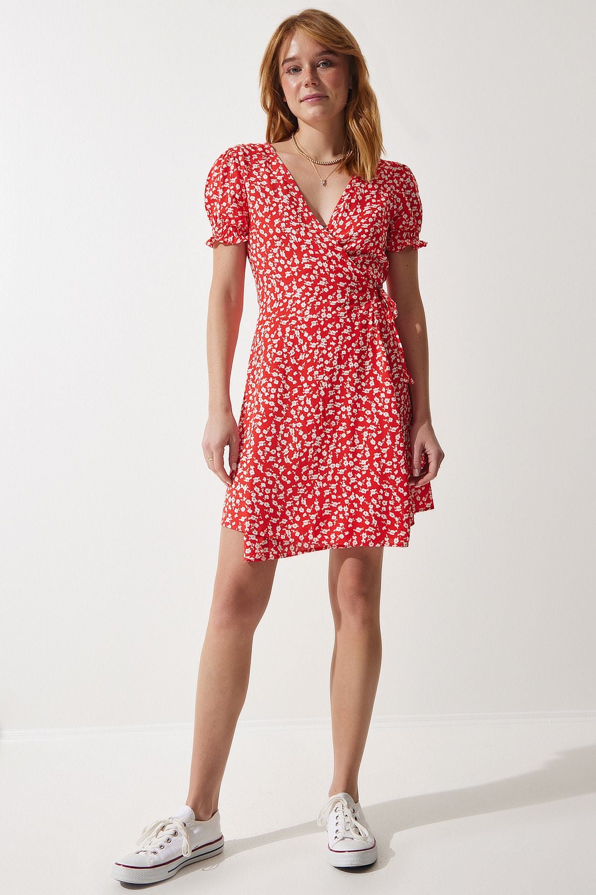 Female Orange Patterned viscose weaving dress ub00111