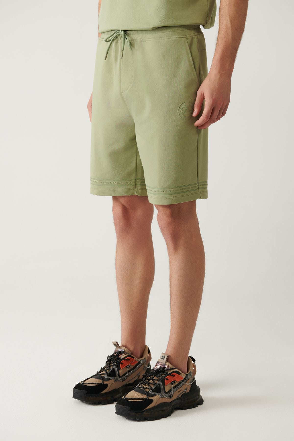 Men's Water Green Jersey Fabric 2 -Side Pocket Knitting Short A41y3622
