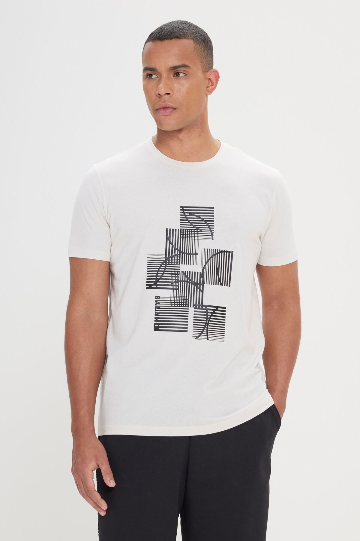 Men's Light Gray Standard Fit Normal Cutting 100 %Cotton Printed Bike Bike T -shirt