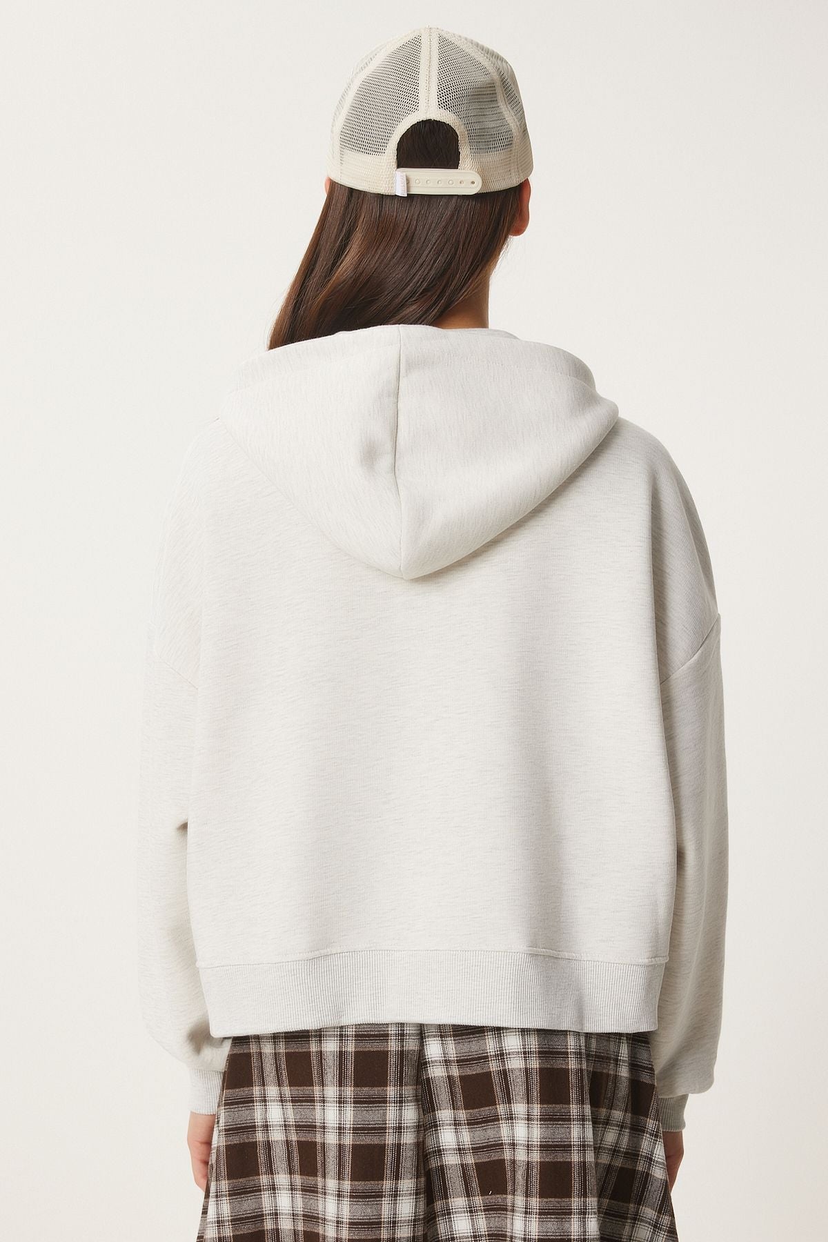 Female Gray Melanj Hooded Zippered Sweatshirt CV00045