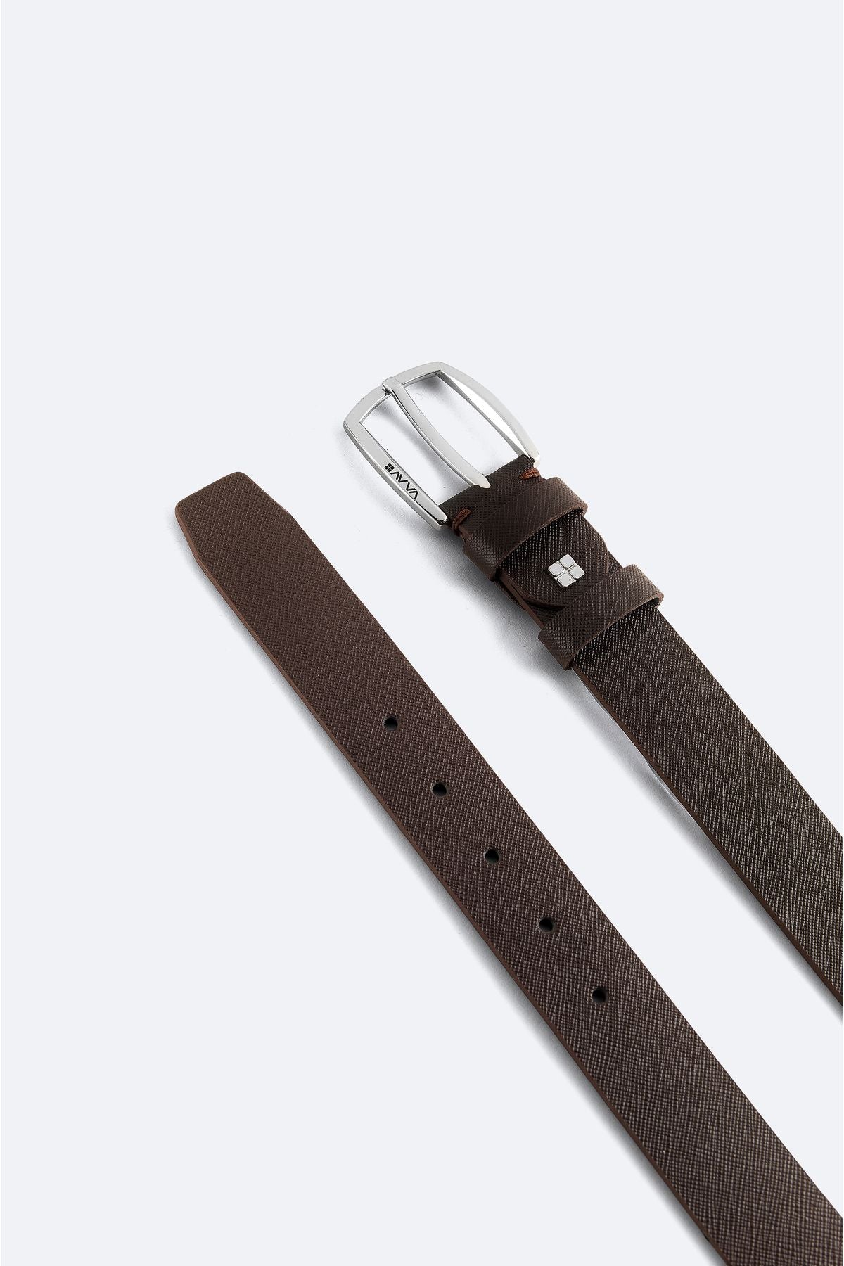 Men's Brown texture 100 %leather belt A41y9309