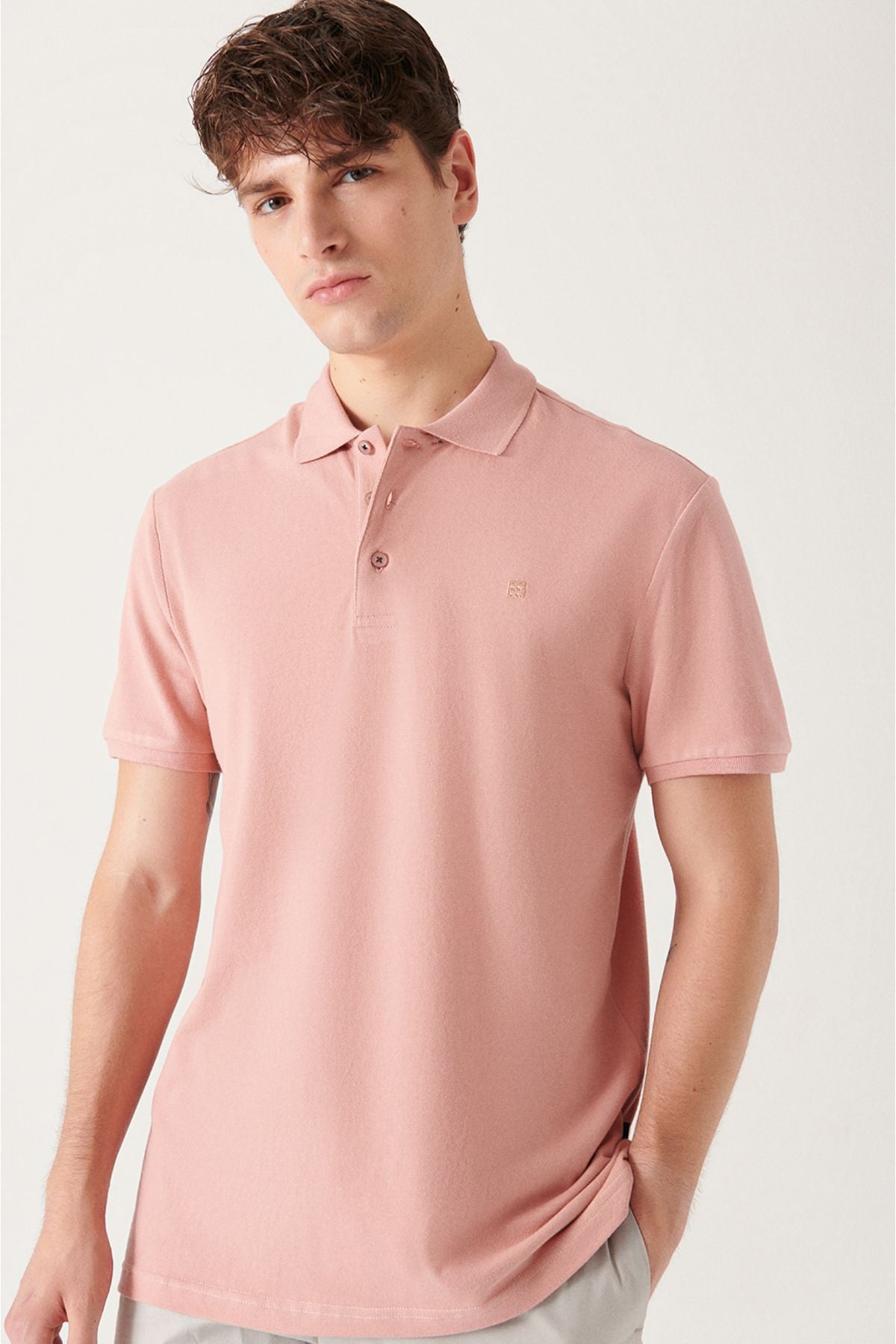 Men's Dusty Rose Polo Neck T-shirt 100% Cotton Cool Keeping Regular Fit E001004