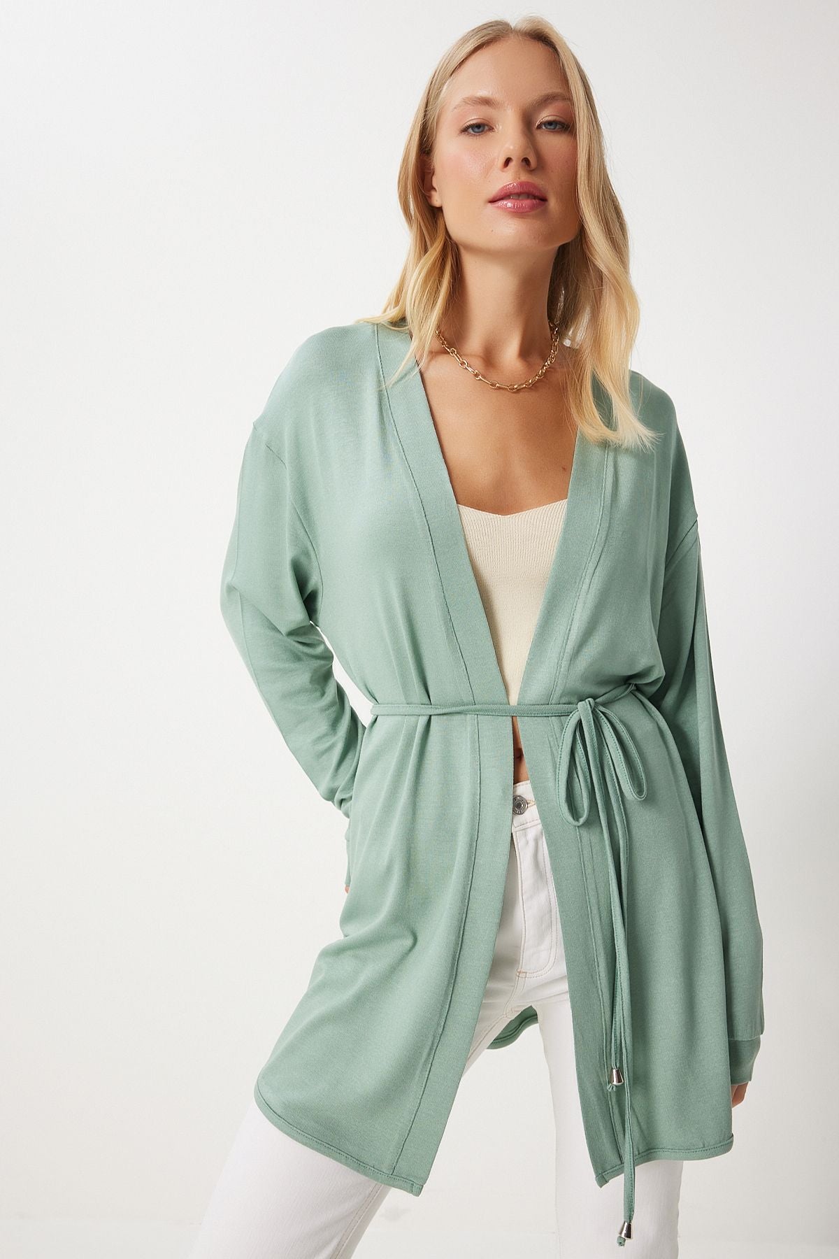 Women's Cagla Green Seasonal Knitting knitwear cardigan EN00620