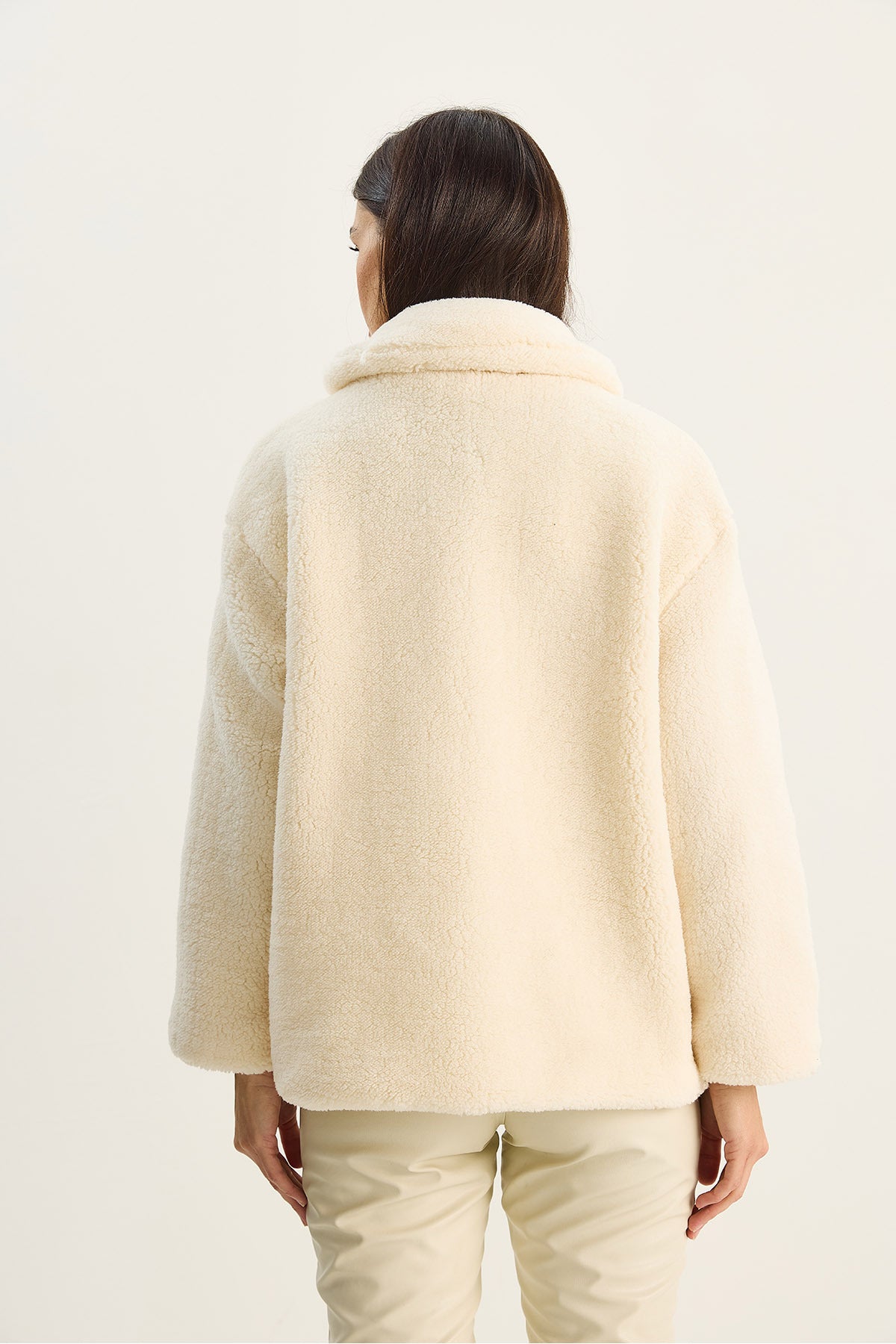 Women's Collar Belt Detailed Lined Plush Coat with Pockets 2635 60281122