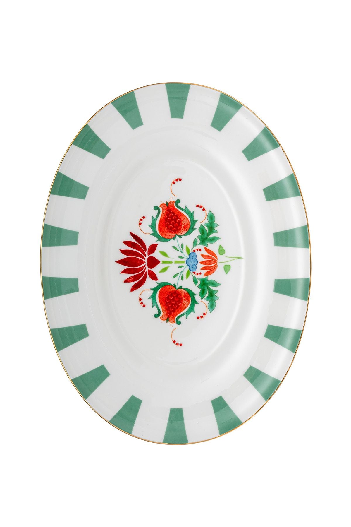 Istanbul Porcelain Pomegranate Fine Bone Bone Plate Green 26 cm