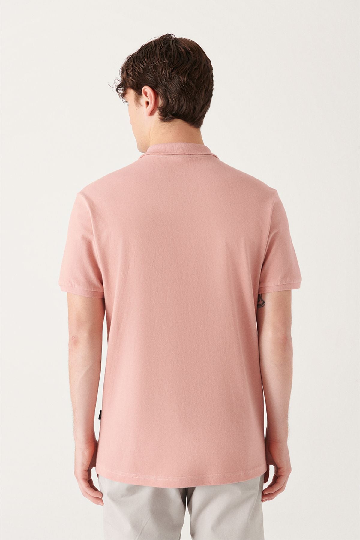 Men's Dusty Rose Polo Neck T-shirt 100% Cotton Cool Keeping Regular Fit E001004