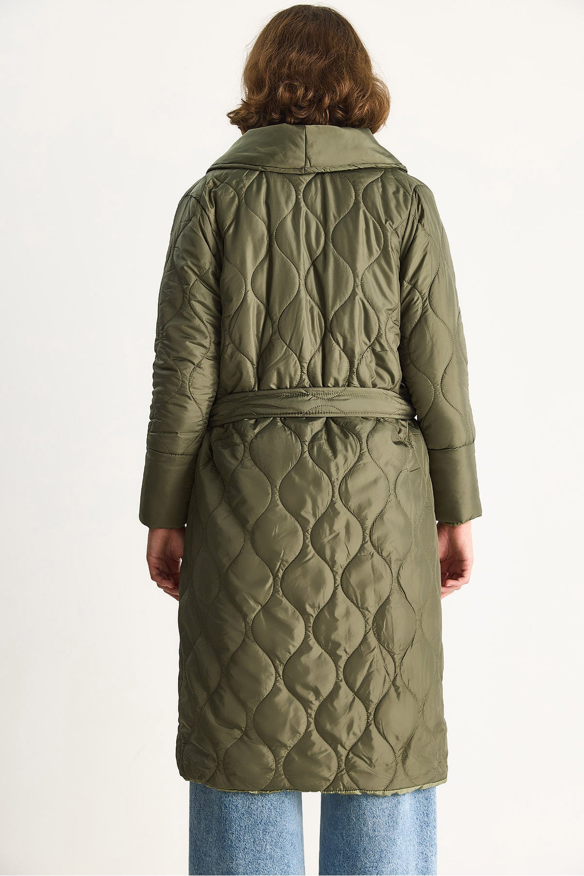 Women's Belted Shawl Collar Quilted Coat 60283538