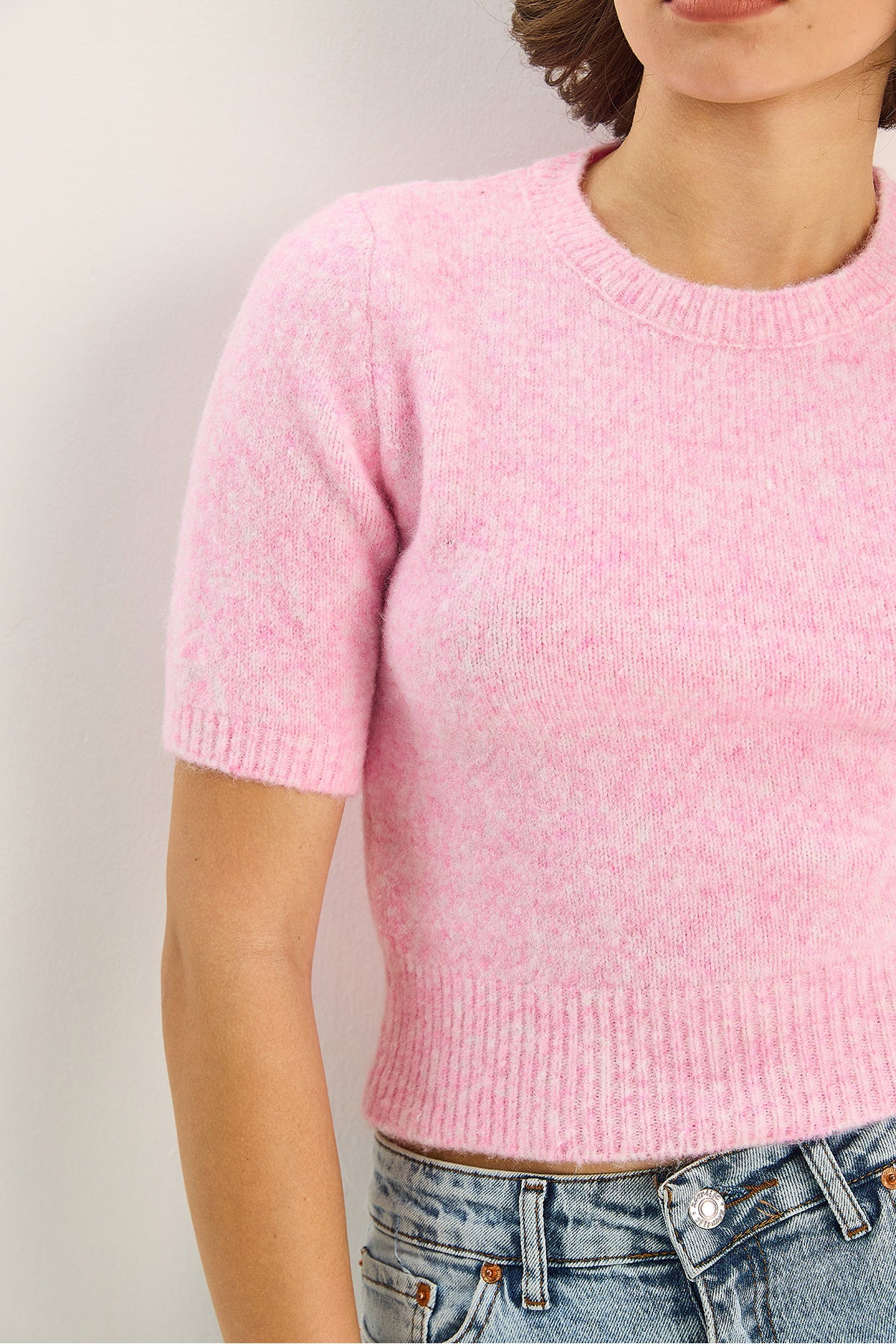 Women's Crew Neck Short Sleeve Basic Knitwear Sweater 9037 60283747