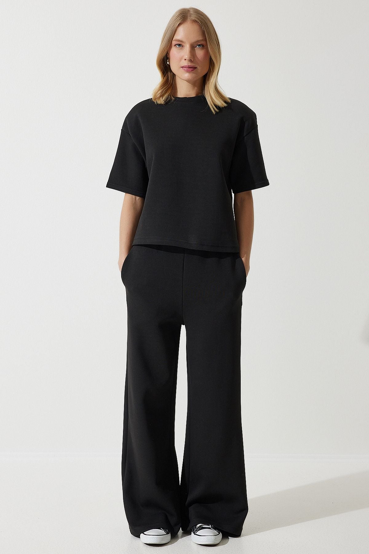 Women's Black Premium Vatkalı 2 yarn tracksuit team NY00001