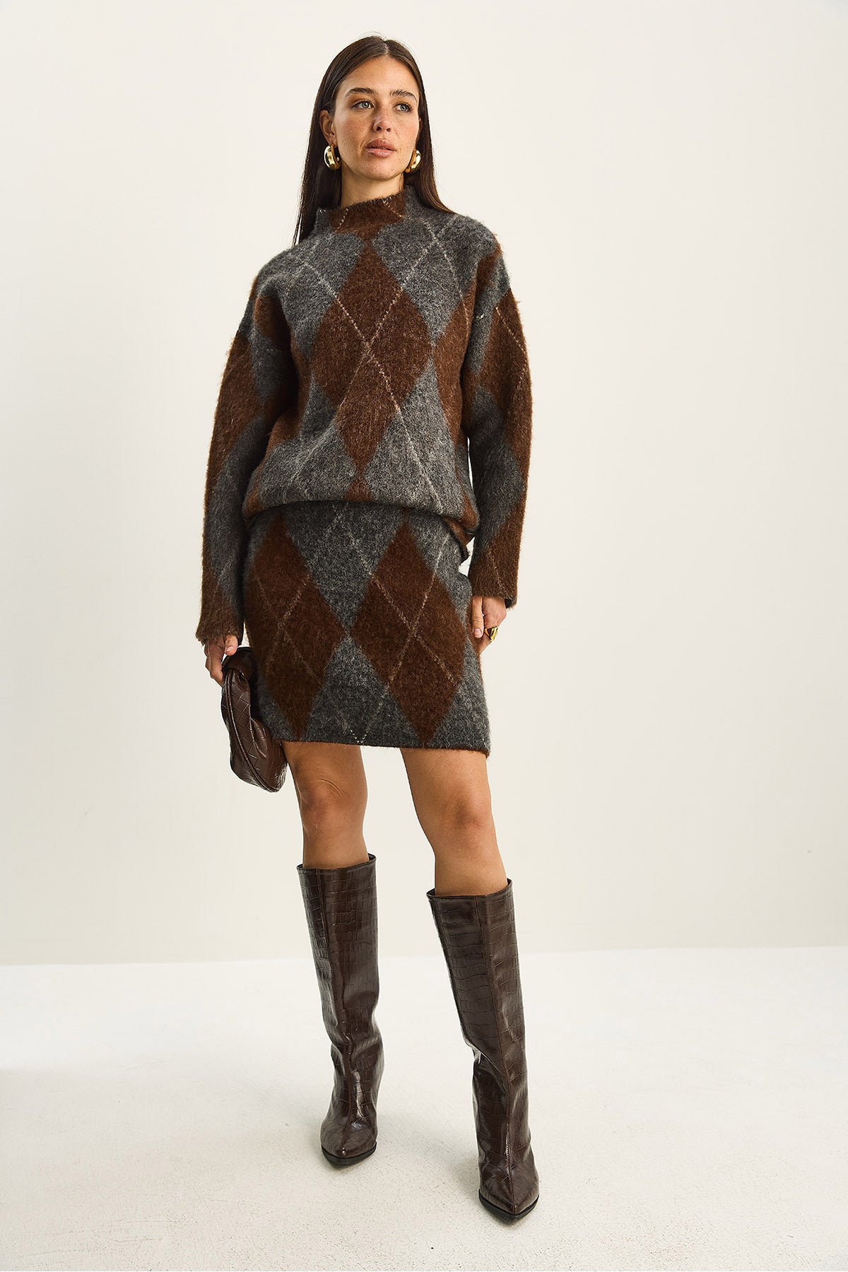 Women's Checkered Patterned Top-Bottom Set 20251083