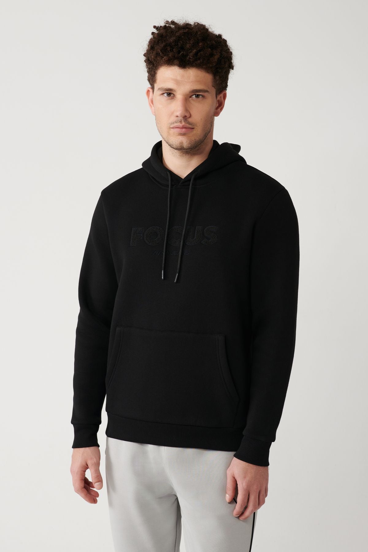Men's black hooded 3 -IP Kangaroo with Sweatshirt A32y1193