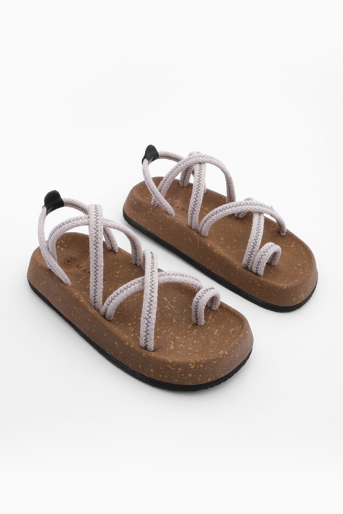 Men's mushroom base patterned cotton rope flip -flops cross band daily sandals.