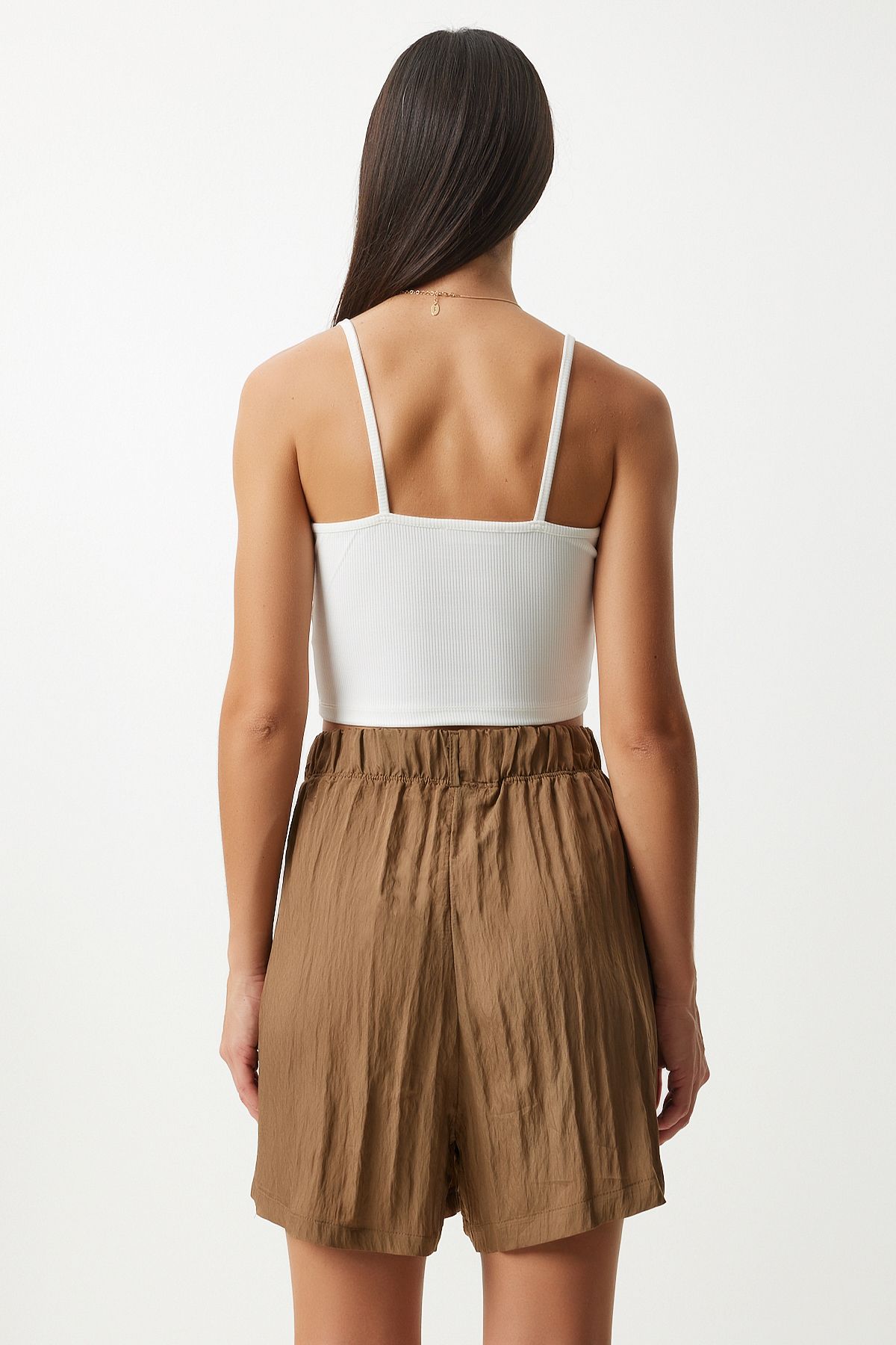 Woman White Hanger Crop Knitting Buster MX00078