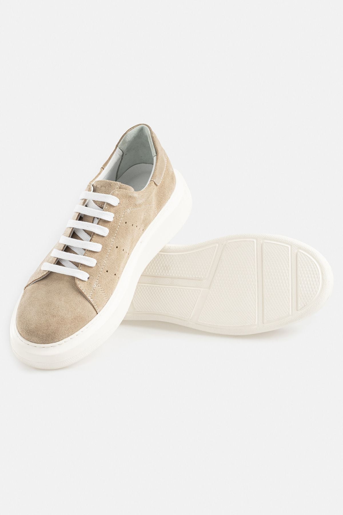 Ανδρικά μπεζ 100% Suede Leather Flexible Base Casual παπούτσια B008007